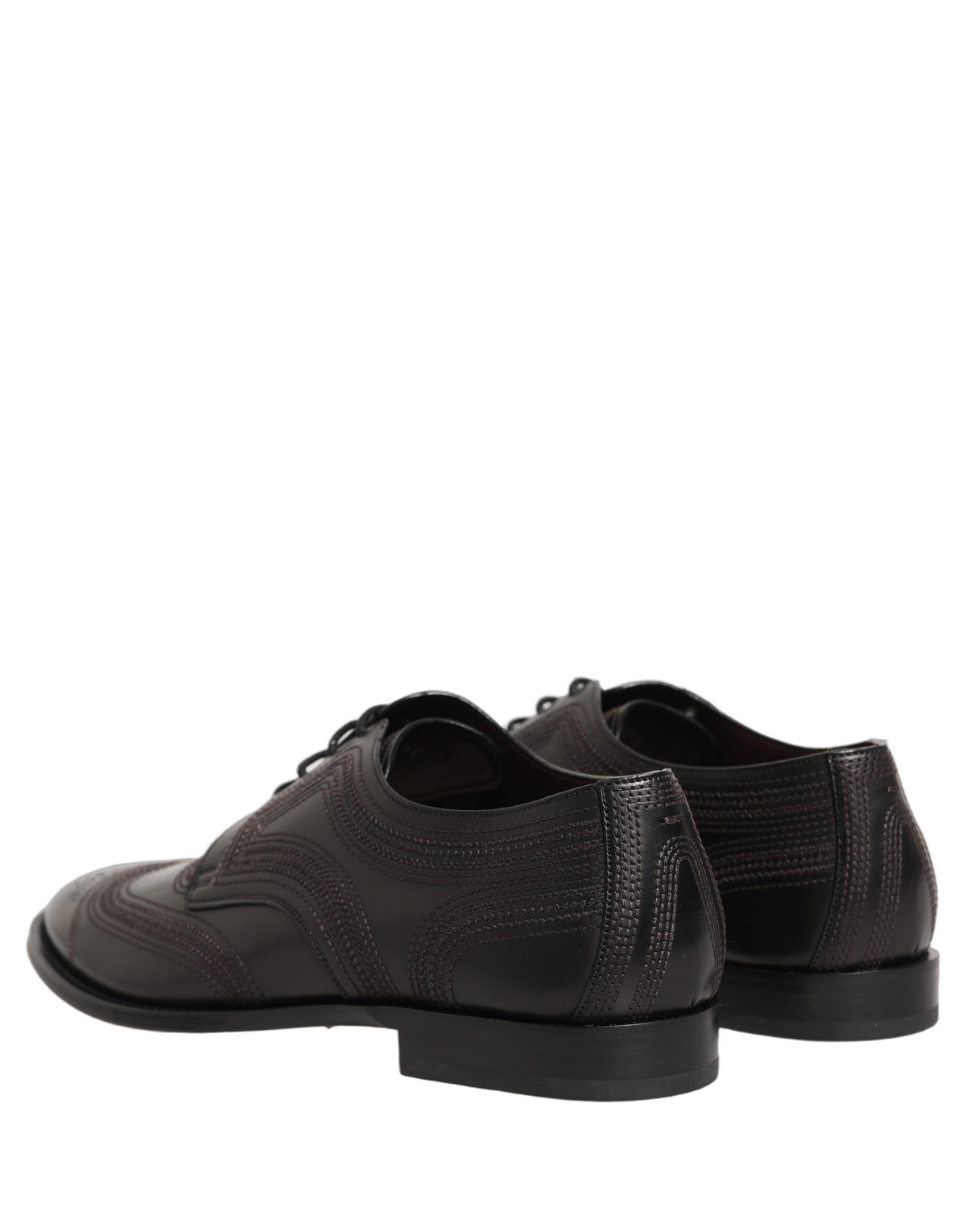 Dolce & Gabbana Black Embroidered Leather Derby Dress Shoes Dolce & Gabbana