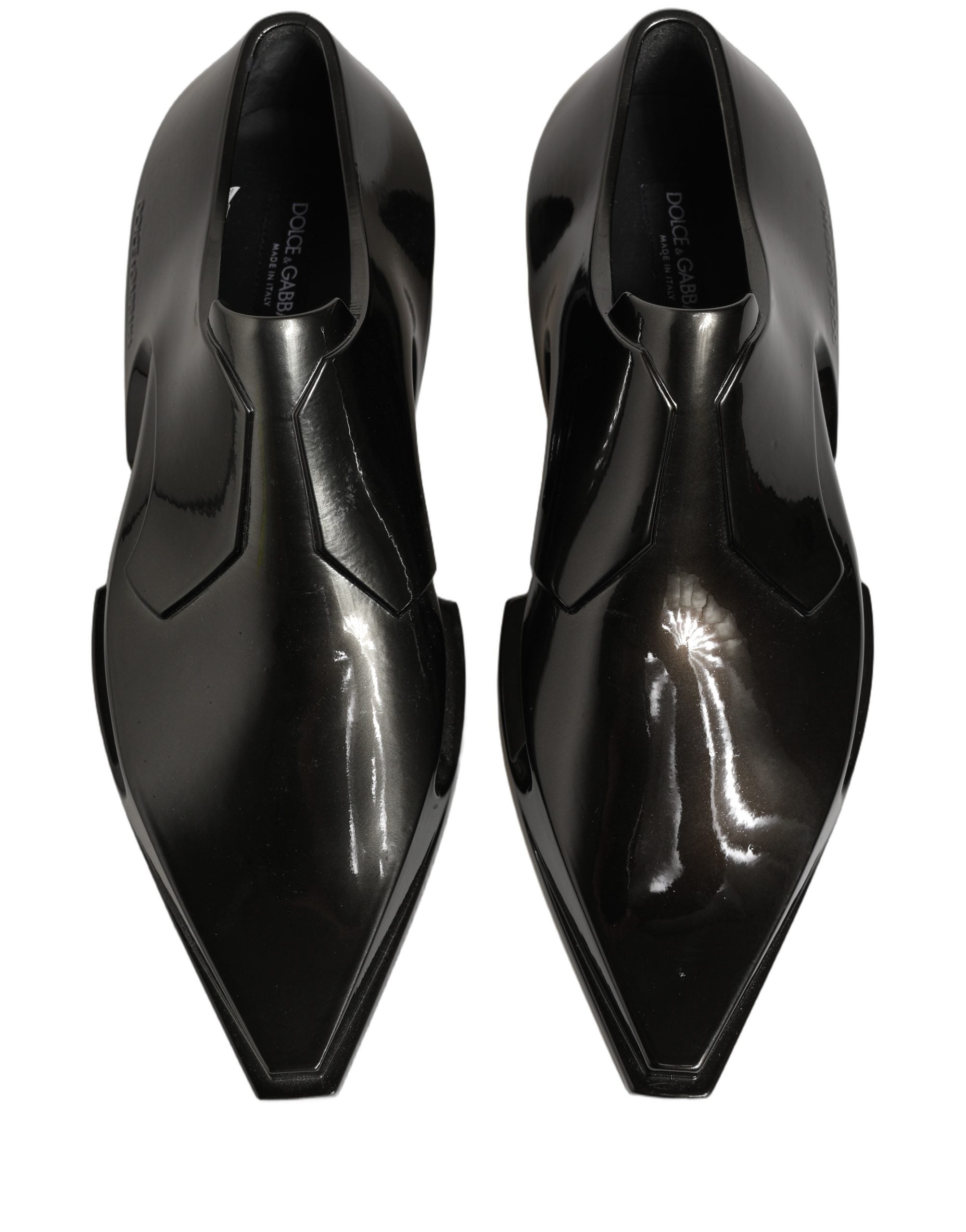 Dolce & Gabbana Dress Shiny Black Slip On Plastic Dress Shoes Dolce & Gabbana