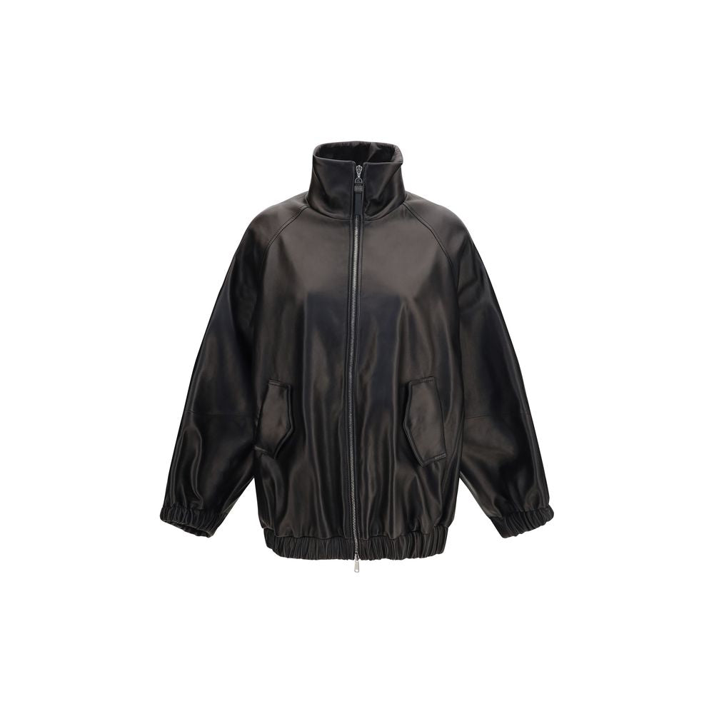 Brunello Cucinelli Black Lamb Ovis Aries Aries Leather Jacket Brunello Cucinelli