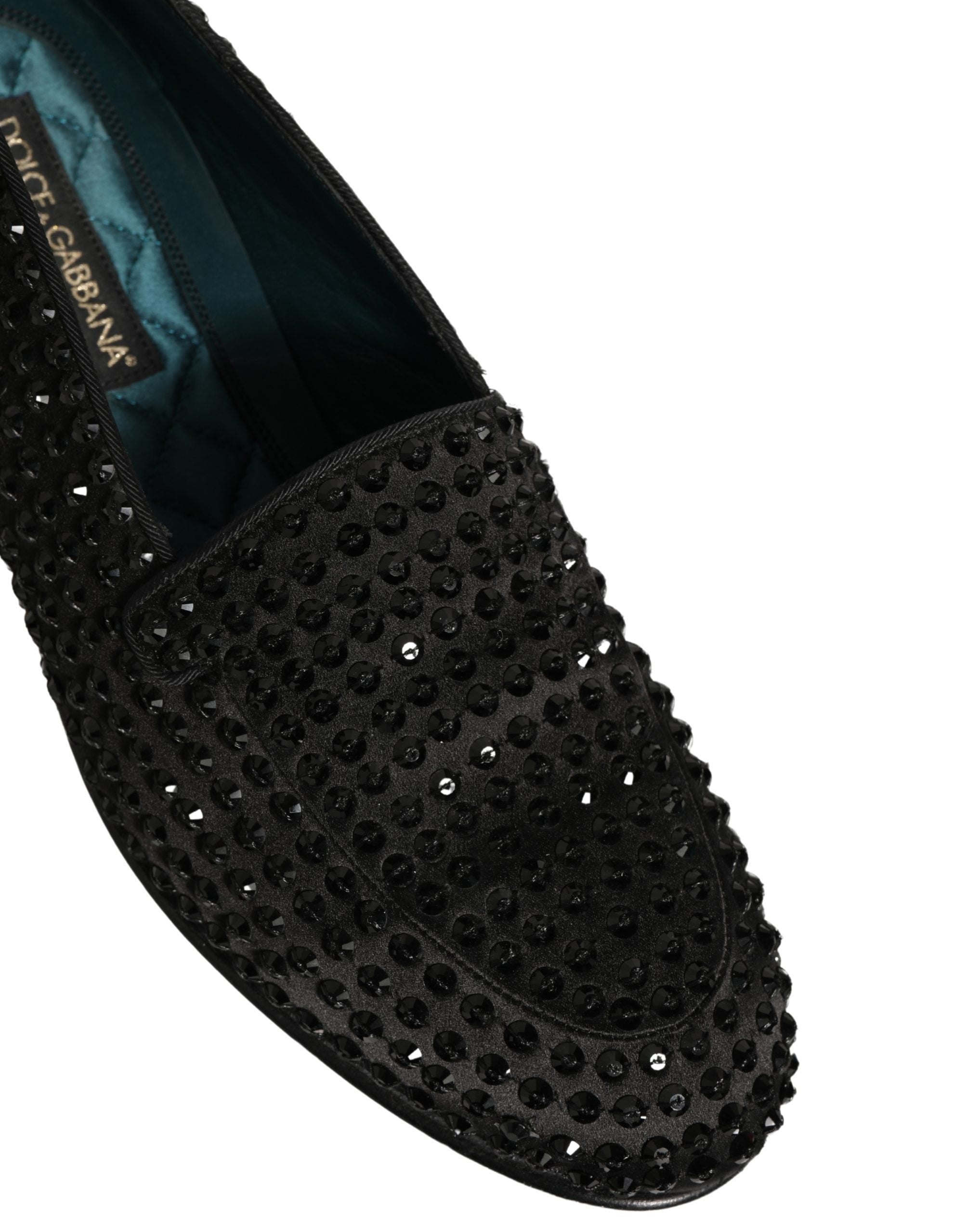 Dolce & Gabbana Black Rhinestone Embellished Loafers Shoes Dolce & Gabbana