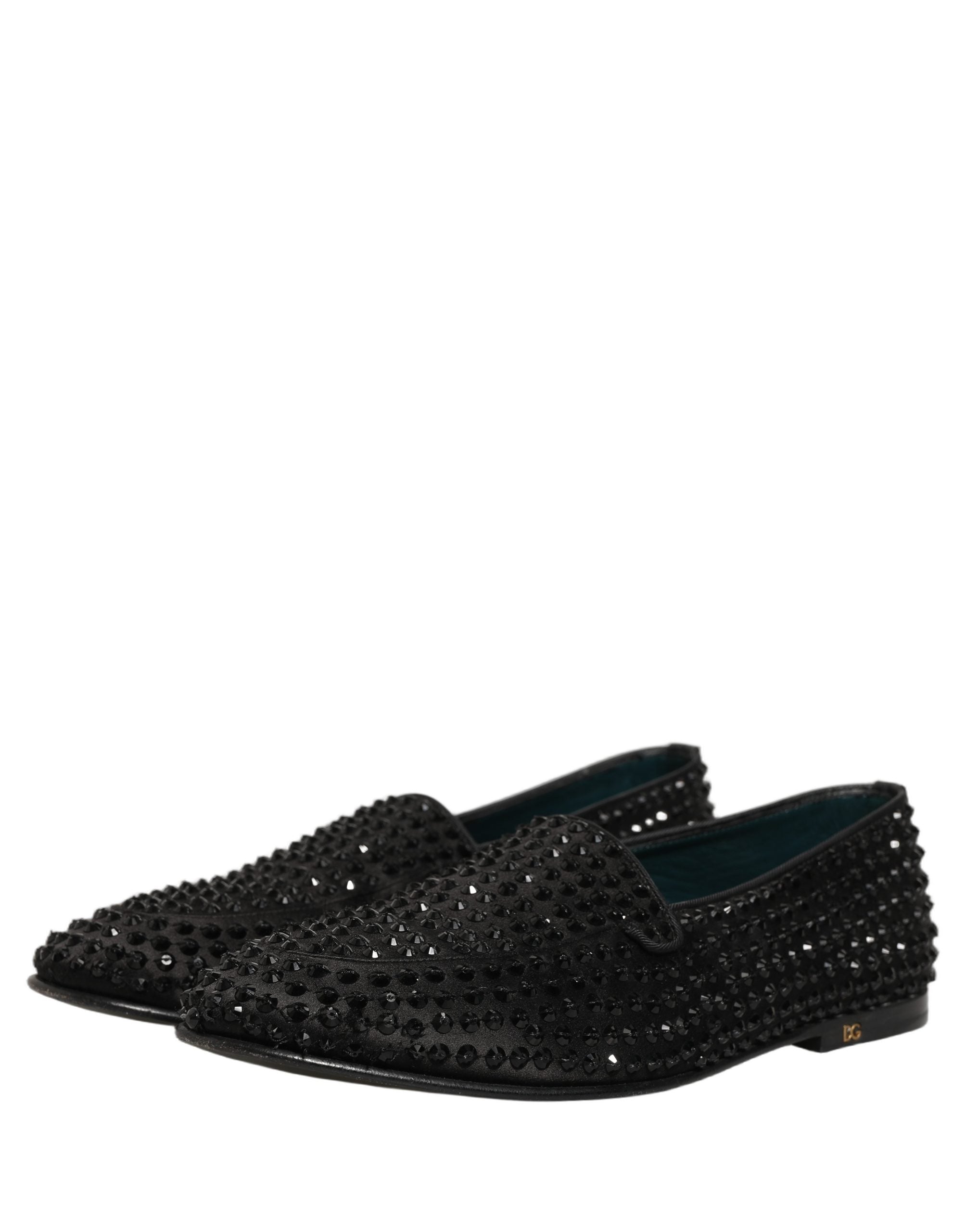 Dolce & Gabbana Black Rhinestone Embellished Loafers Shoes Dolce & Gabbana