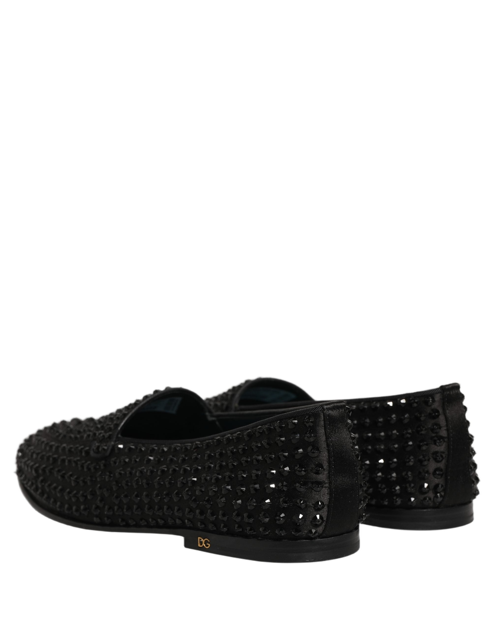Dolce & Gabbana Black Rhinestone Embellished Loafers Shoes Dolce & Gabbana
