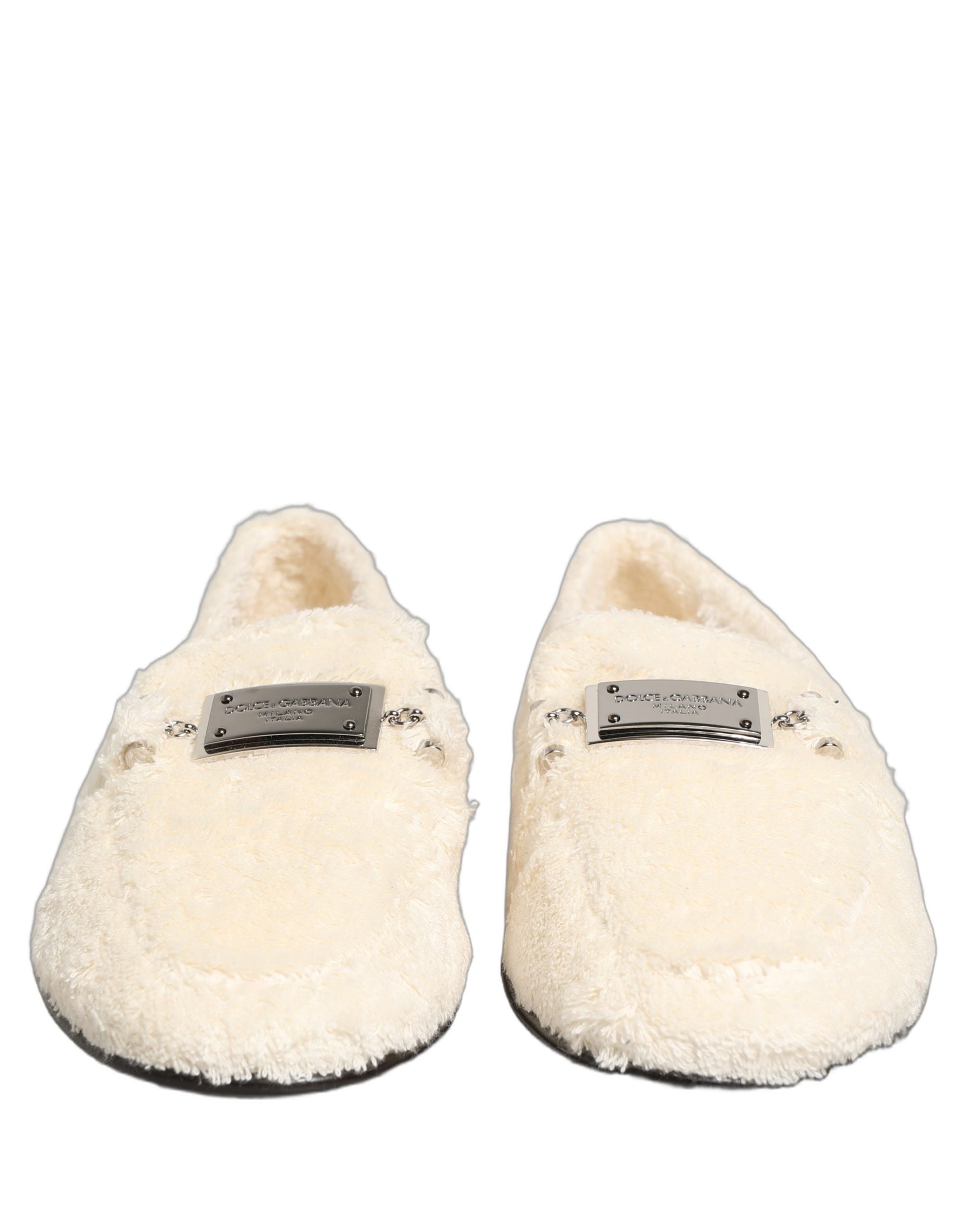 Dolce & Gabbana White Fur Shearling Men Dress Loafers Shoes Dolce & Gabbana