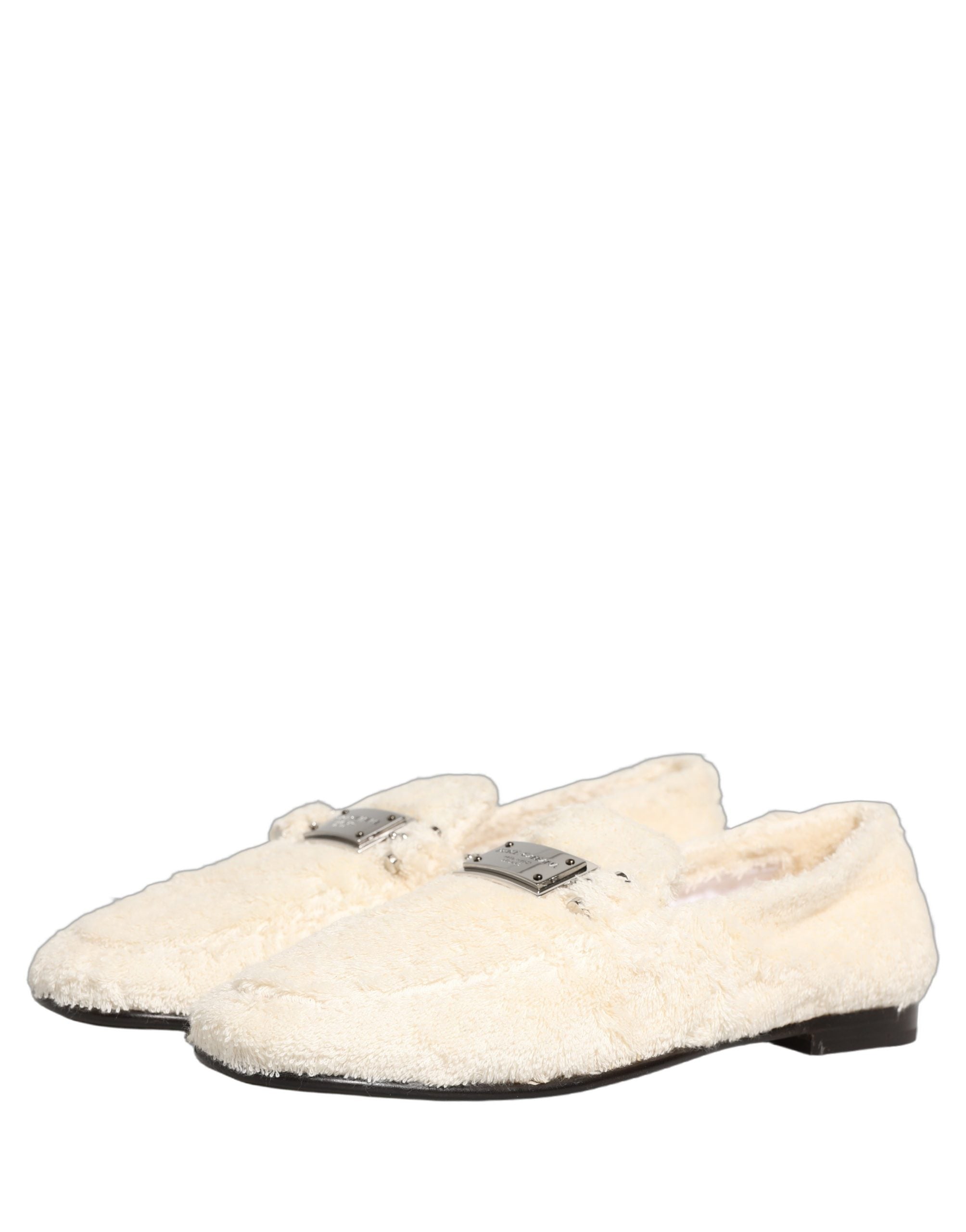 Dolce & Gabbana White Fur Shearling Men Dress Loafers Shoes Dolce & Gabbana
