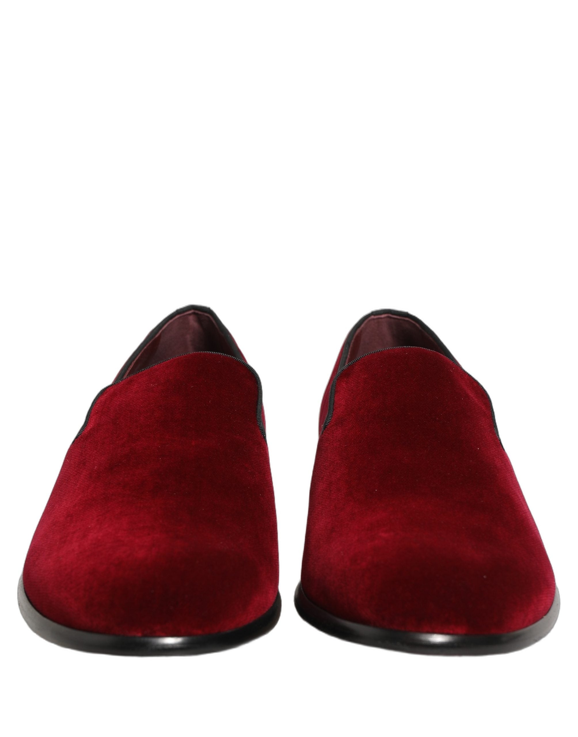 Dolce & Gabbana Maroon Velvet Slip On Men Dress Loafers Shoes Dolce & Gabbana