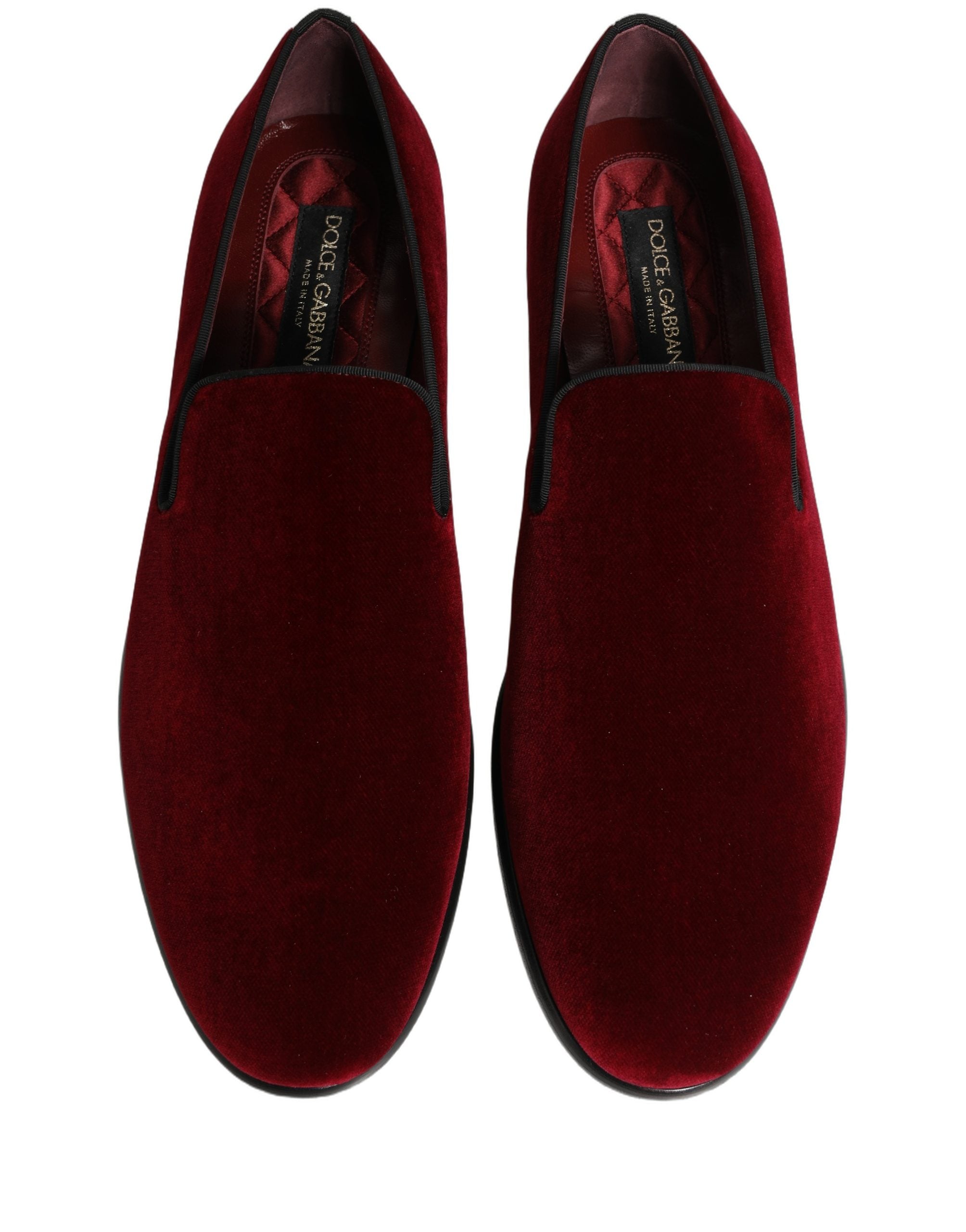 Dolce & Gabbana Maroon Velvet Slip On Men Dress Loafers Shoes Dolce & Gabbana