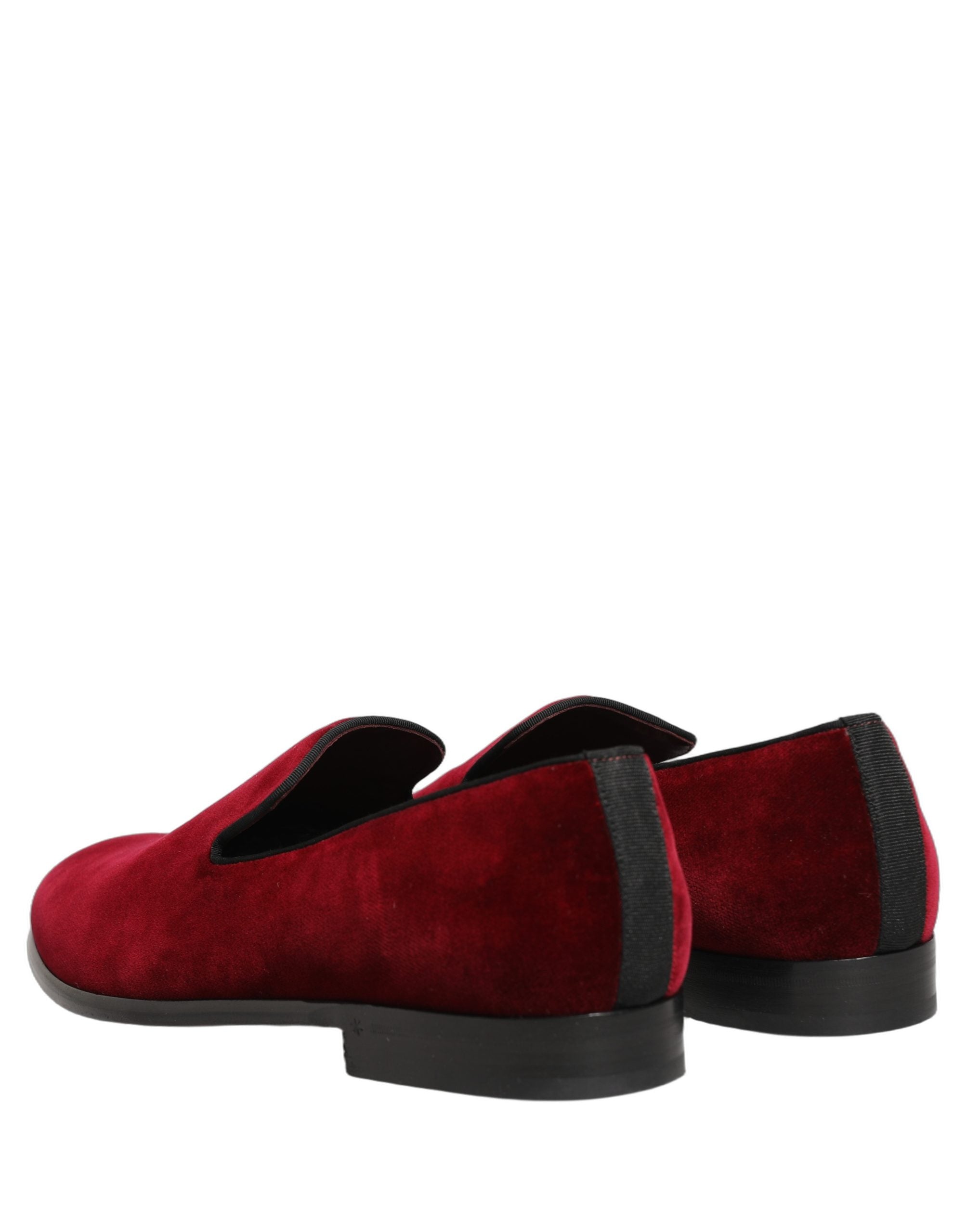 Dolce & Gabbana Maroon Velvet Slip On Men Dress Loafers Shoes Dolce & Gabbana