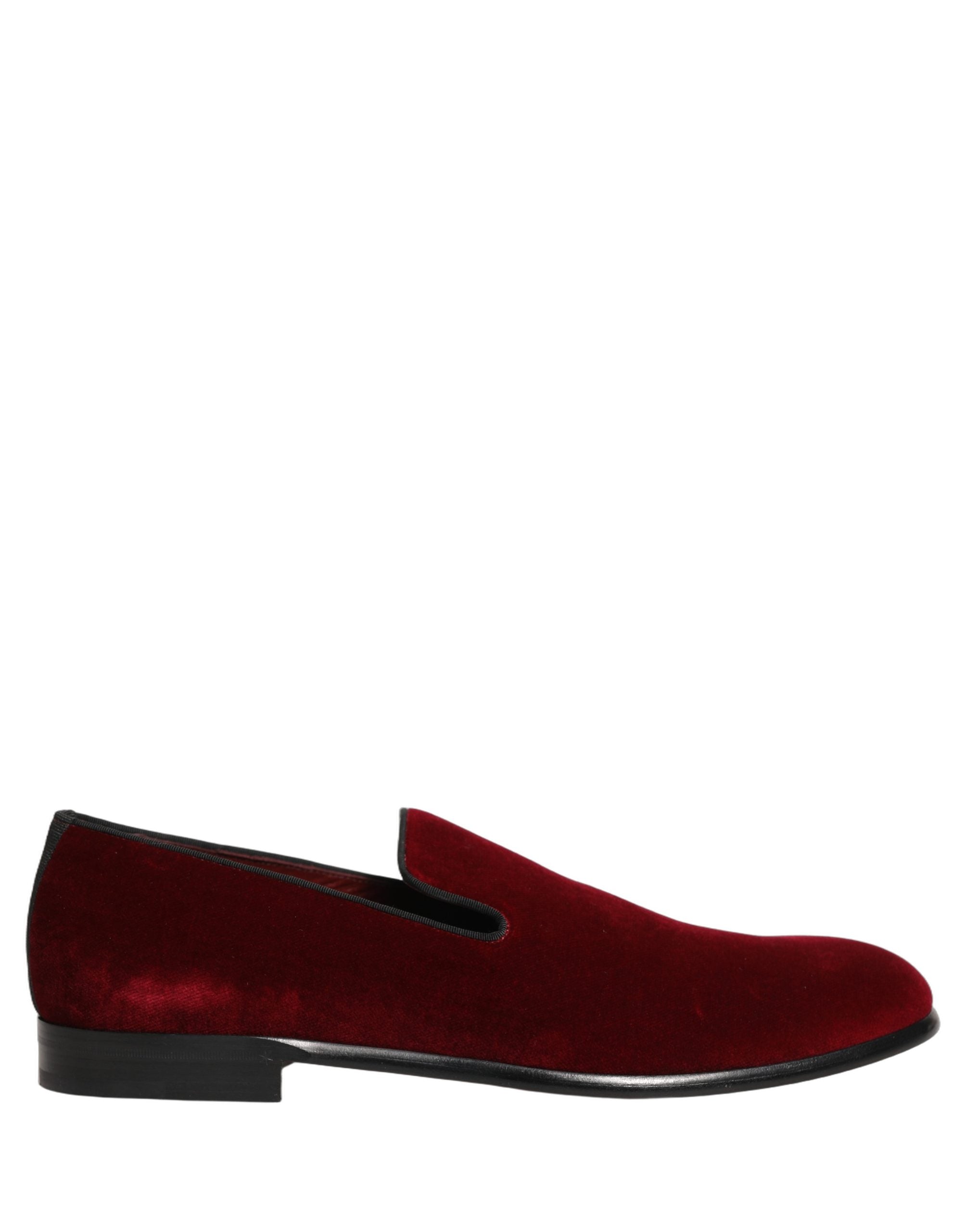 Dolce & Gabbana Maroon Velvet Slip On Men Dress Loafers Shoes Dolce & Gabbana