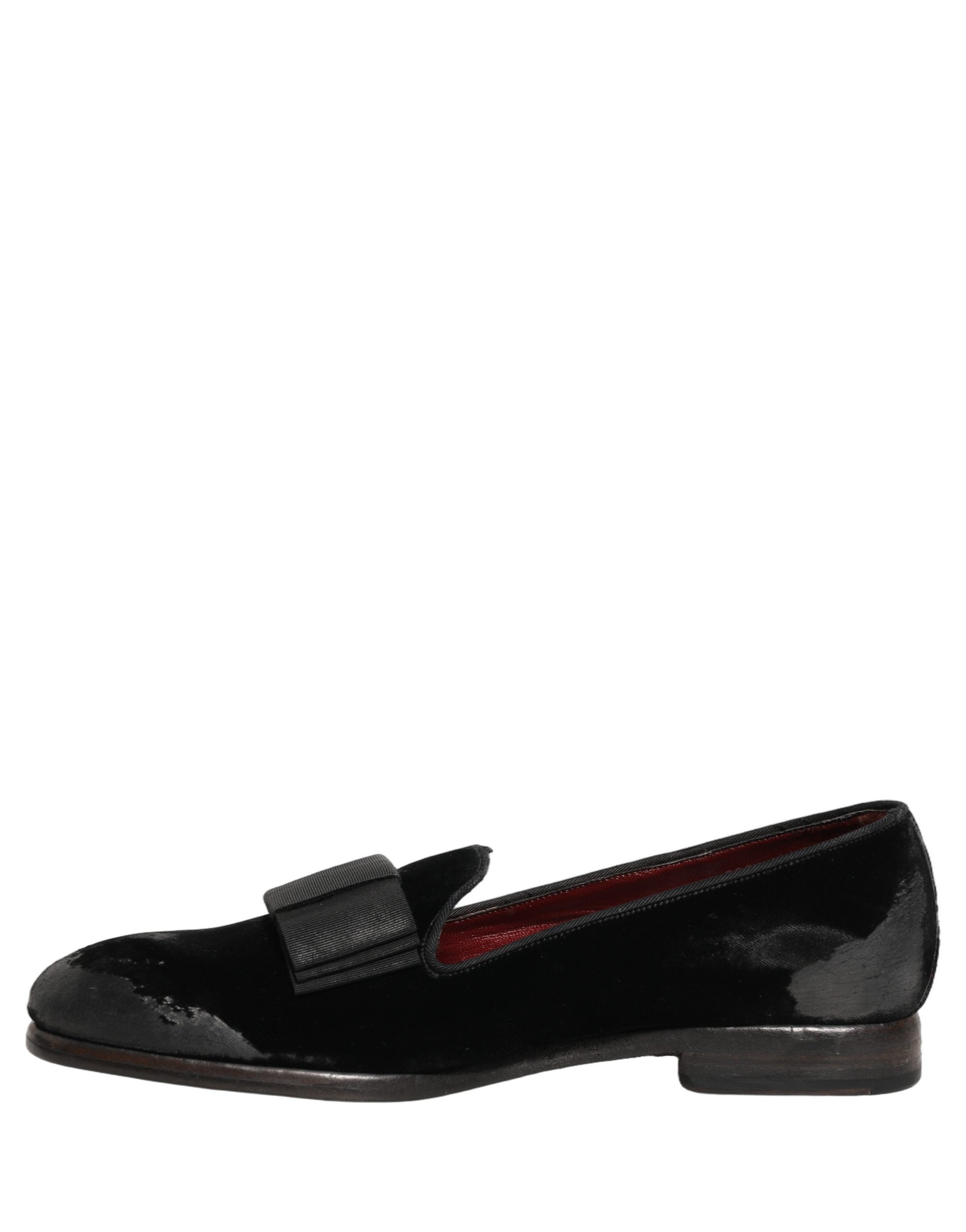 Dolce & Gabbana Black Velvet Loafers Formal Men Dress Shoes Dolce & Gabbana