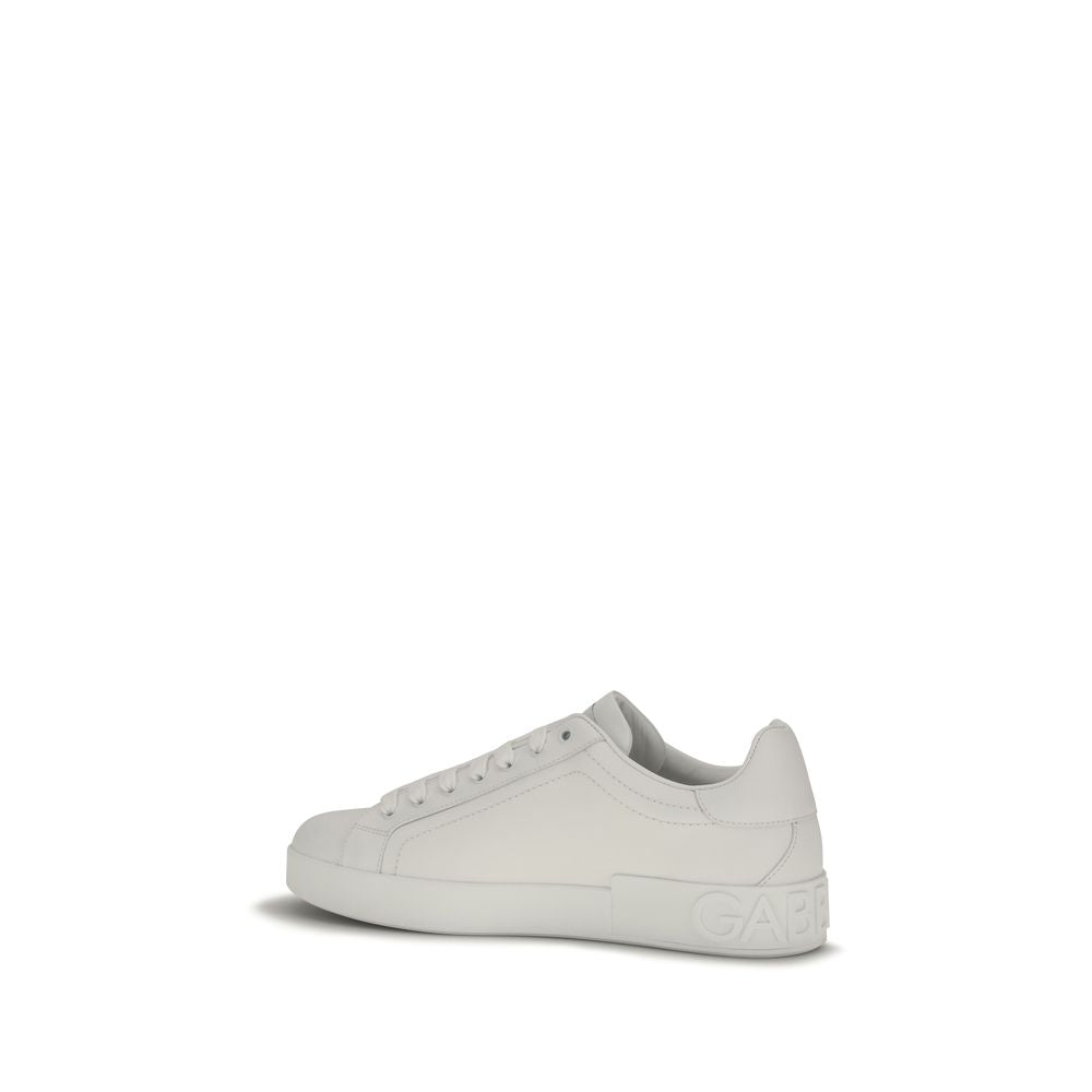 Dolce & Gabbana White Calf Leather Bos Taurus Low Top Sneakers Dolce & Gabbana