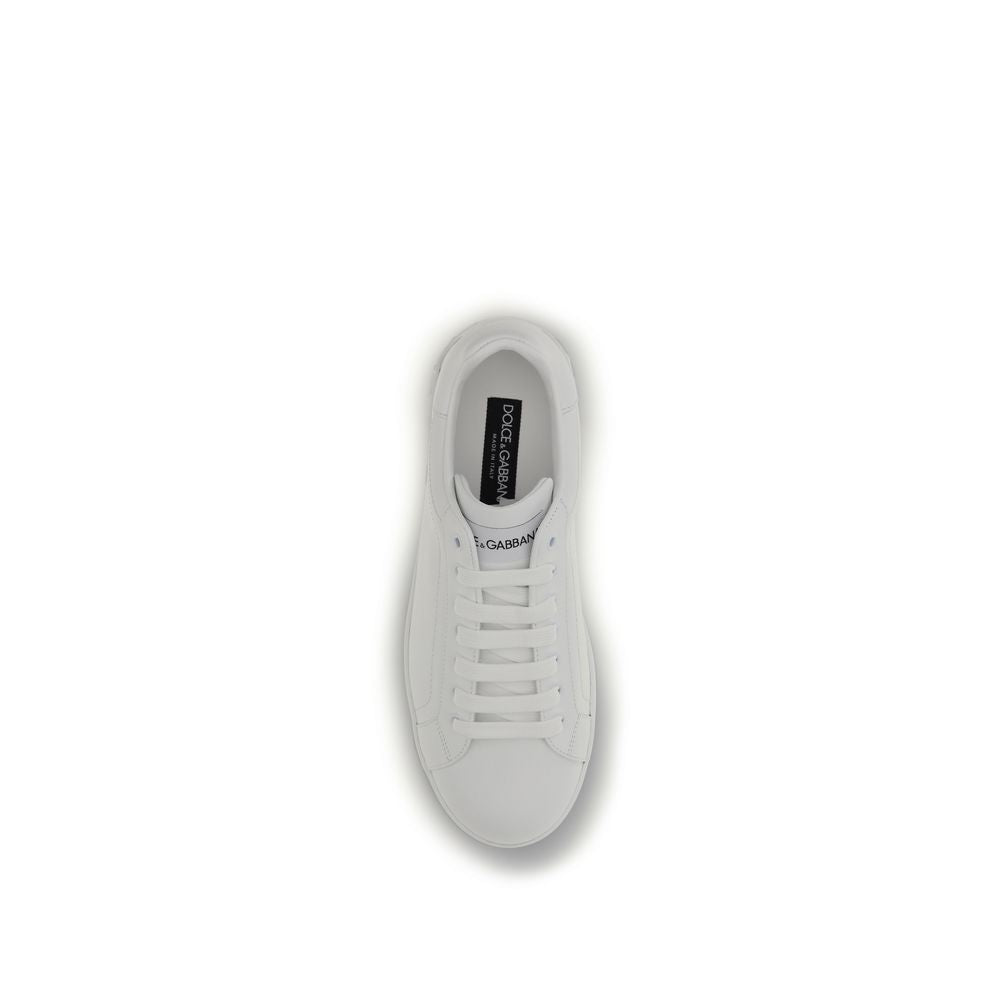 Dolce & Gabbana White Calf Leather Bos Taurus Low Top Sneakers Dolce & Gabbana