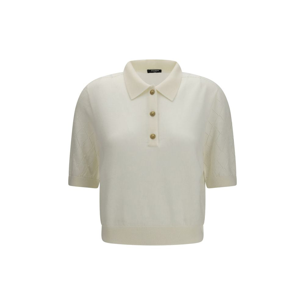 Balmain White Wool Oves Aries Polo Shirt Balmain
