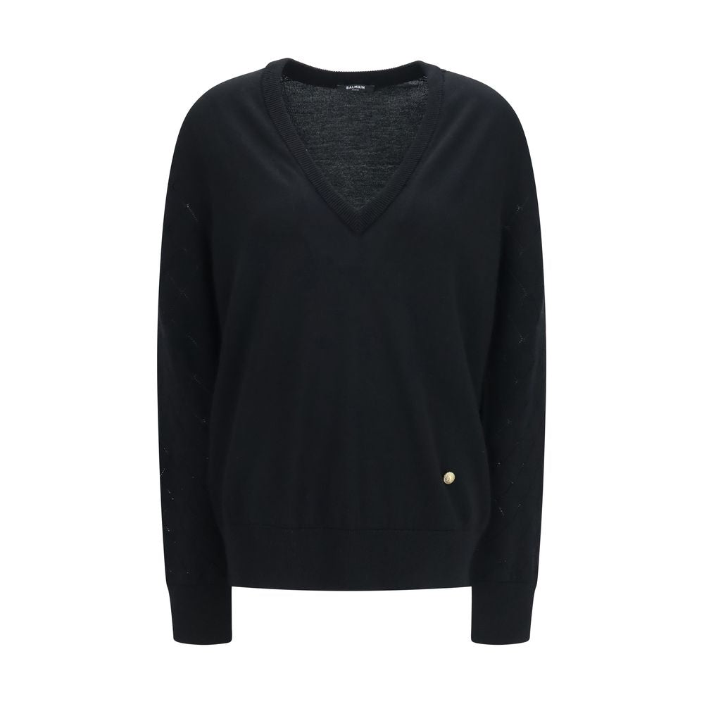 Balmain Black Wool Oves Aries Sweatshirt Balmain
