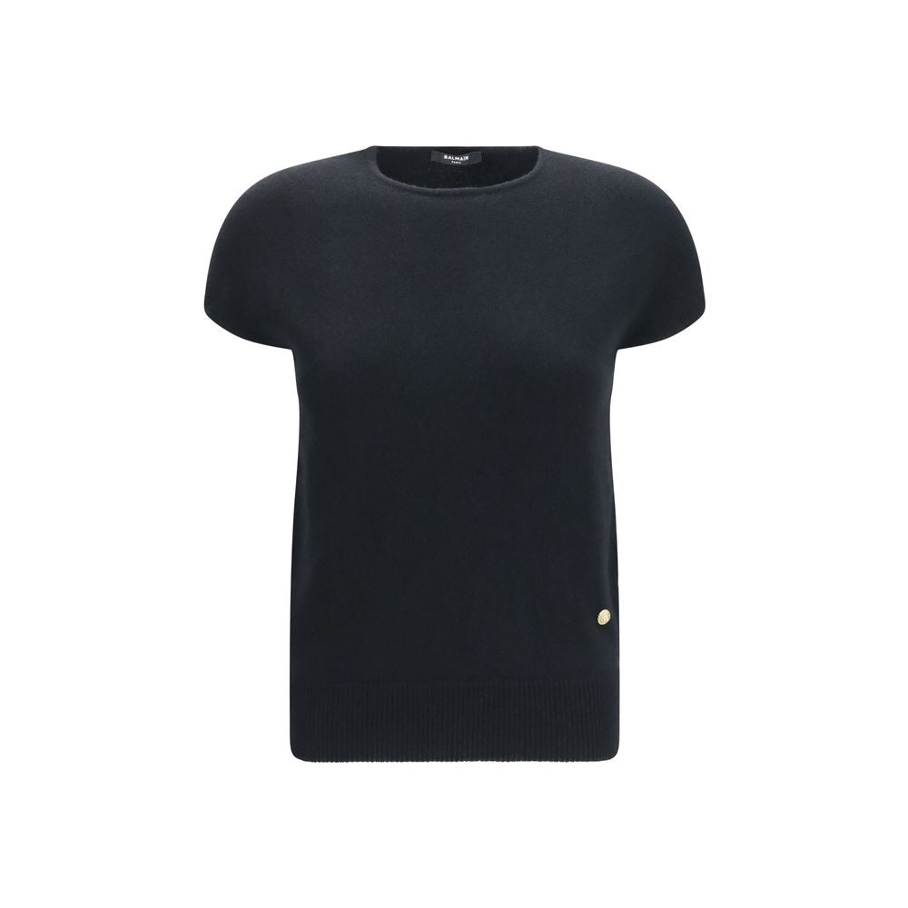 Balmain Black Wool Oves Aries Sleeveles Sweater Balmain