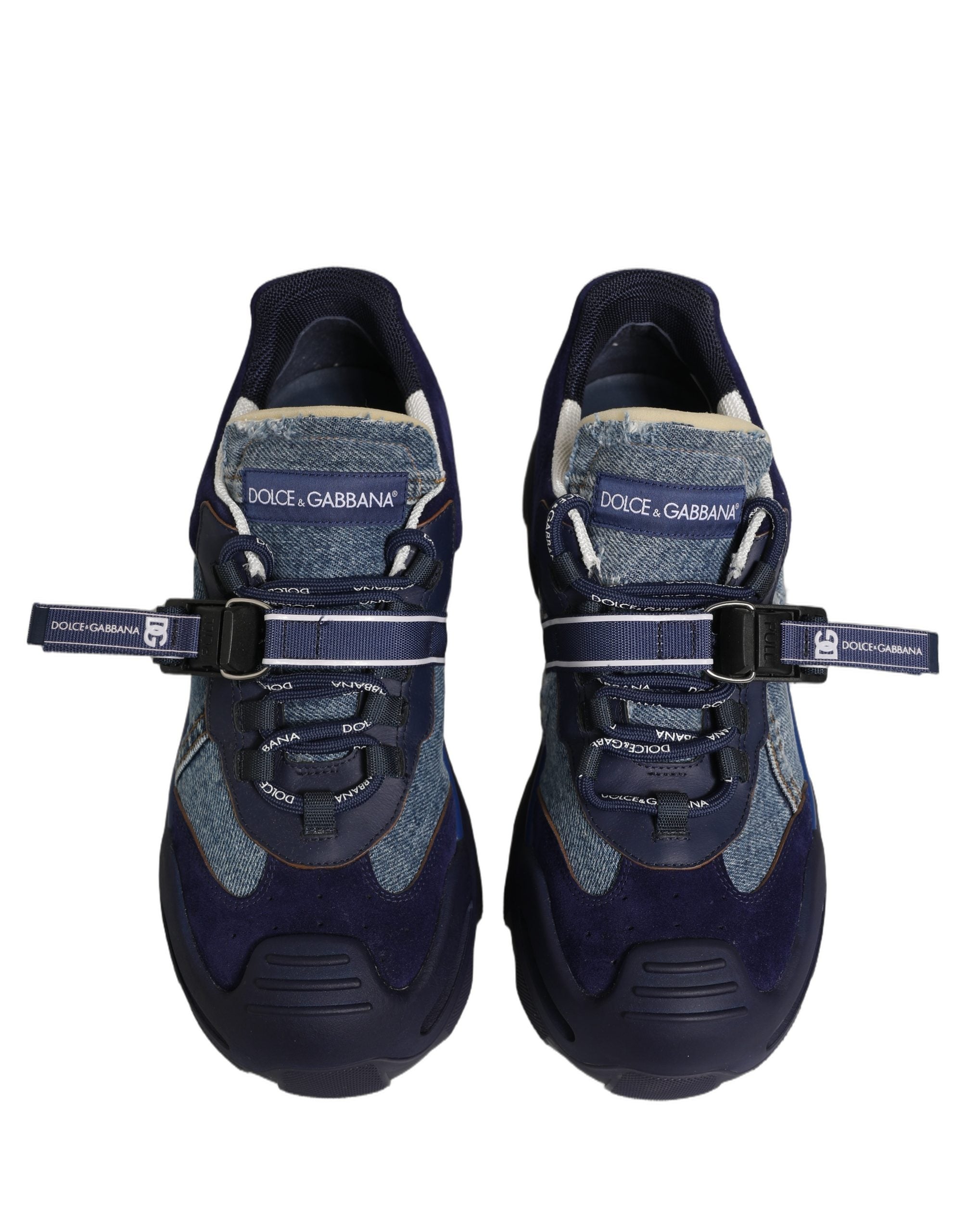 Dolce & Gabbana Blue Airmaster Panelled Low Top Denim Sneakers Shoes Dolce & Gabbana