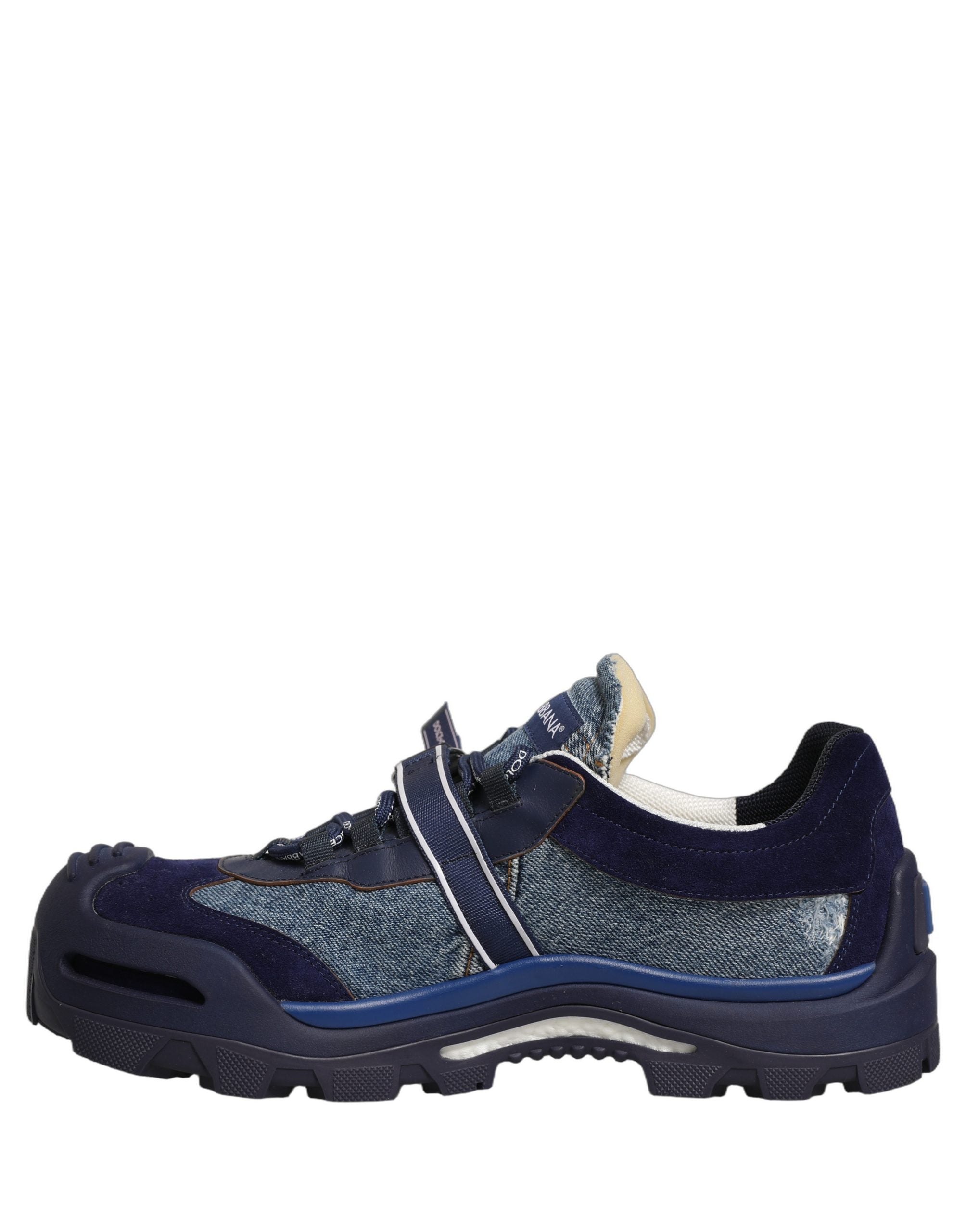 Dolce & Gabbana Blue Airmaster Panelled Low Top Denim Sneakers Shoes Dolce & Gabbana