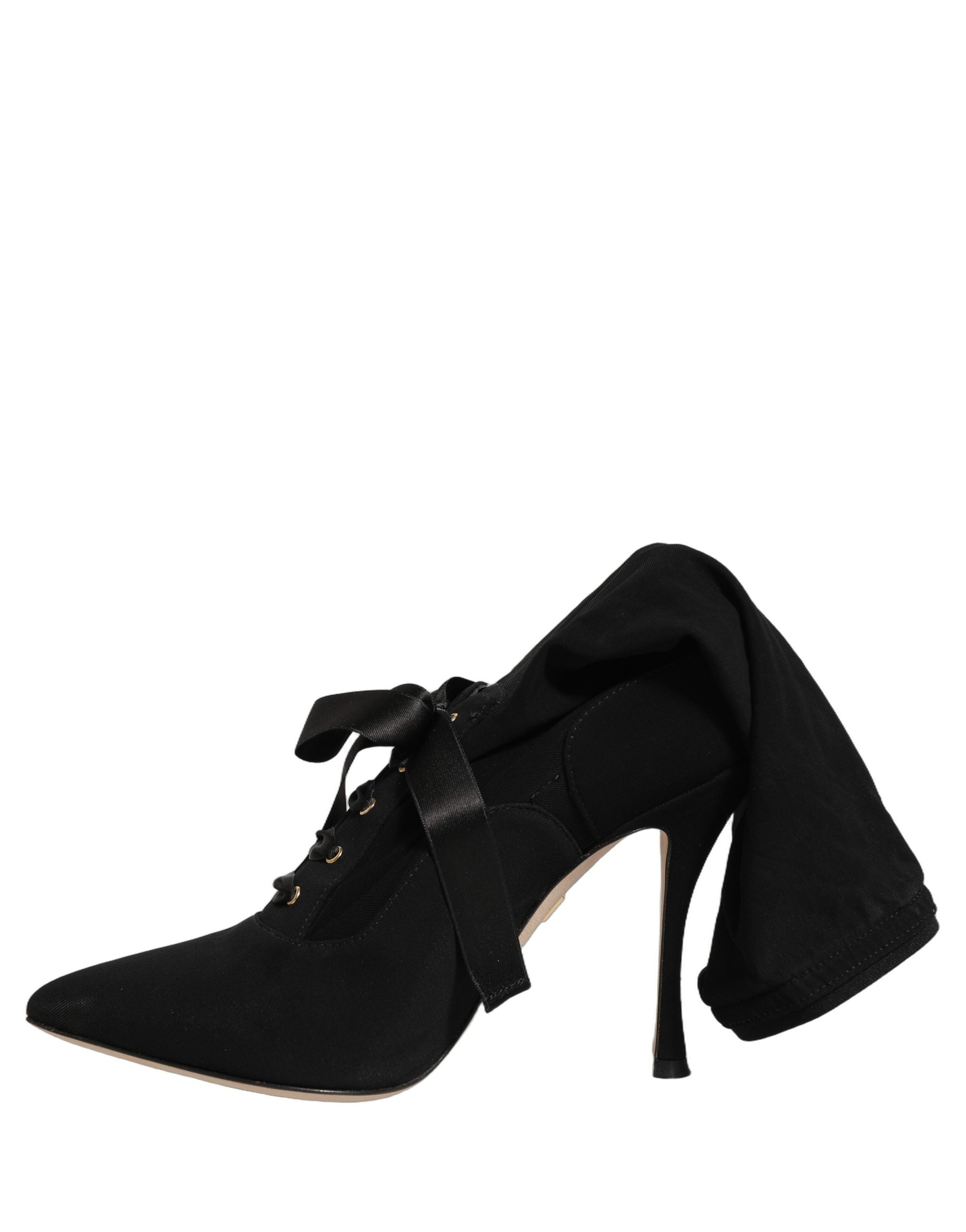 Dolce & Gabbana Black Stiletto Heels Mid Calf Boots Shoes Dolce & Gabbana