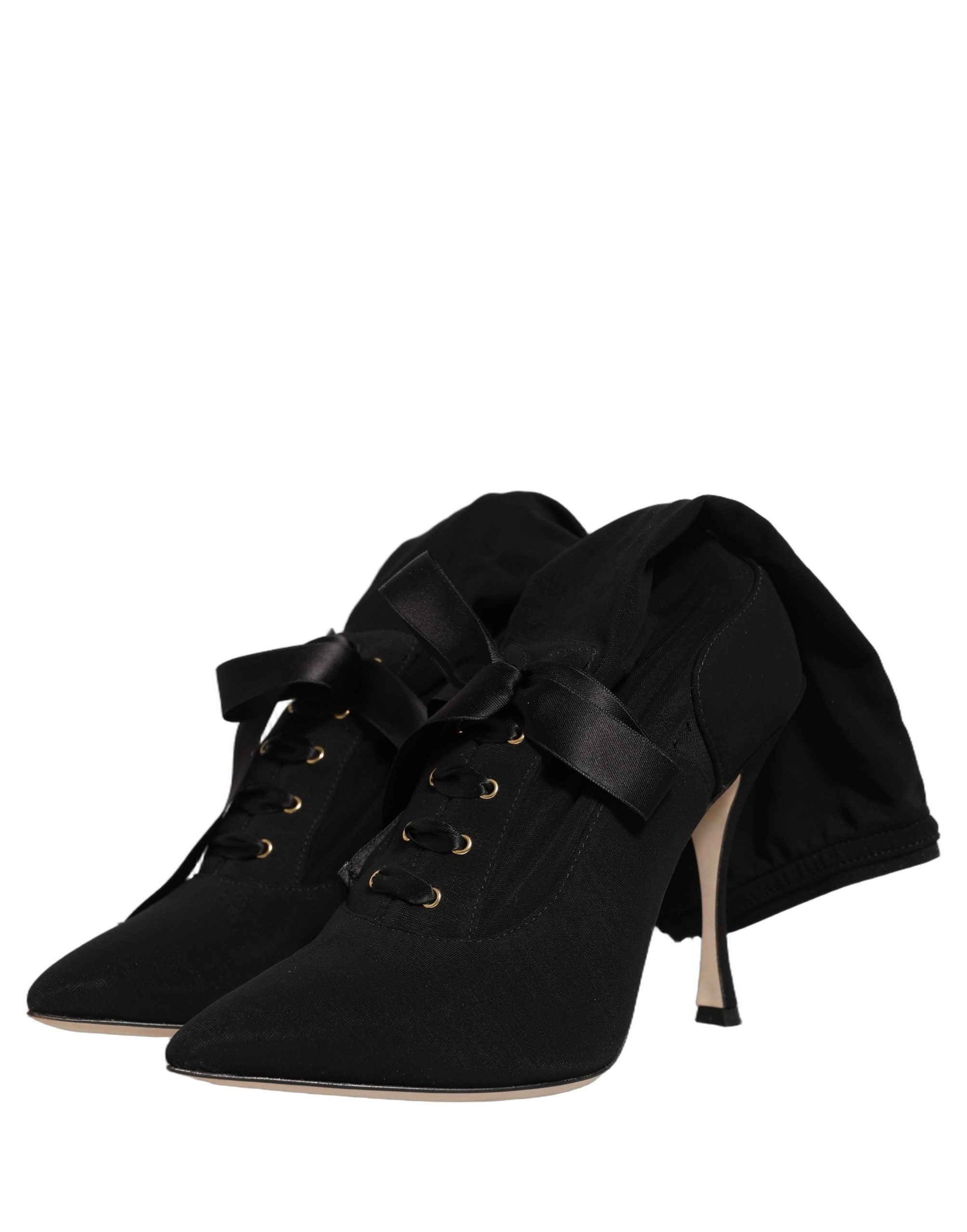 Dolce & Gabbana Black Stiletto Heels Mid Calf Boots Shoes Dolce & Gabbana