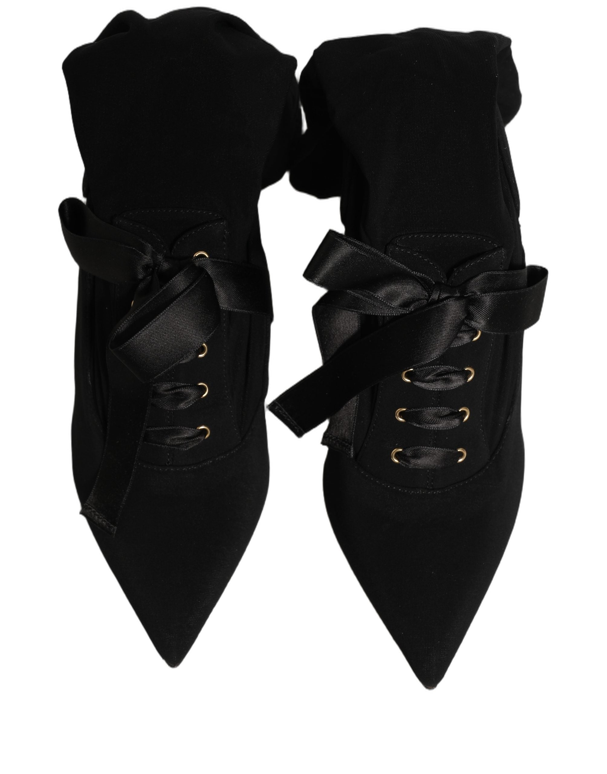 Dolce & Gabbana Black Stiletto Heels Mid Calf Boots Shoes Dolce & Gabbana