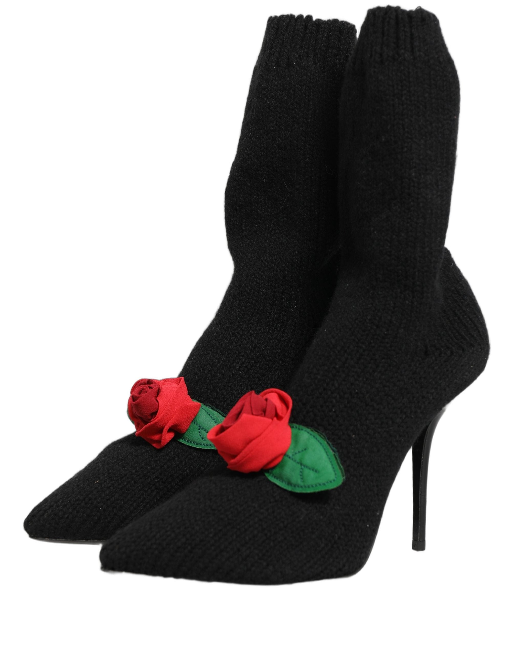 Dolce & Gabbana Black Stiletto Heels Mid Calf Boots Shoes Dolce & Gabbana