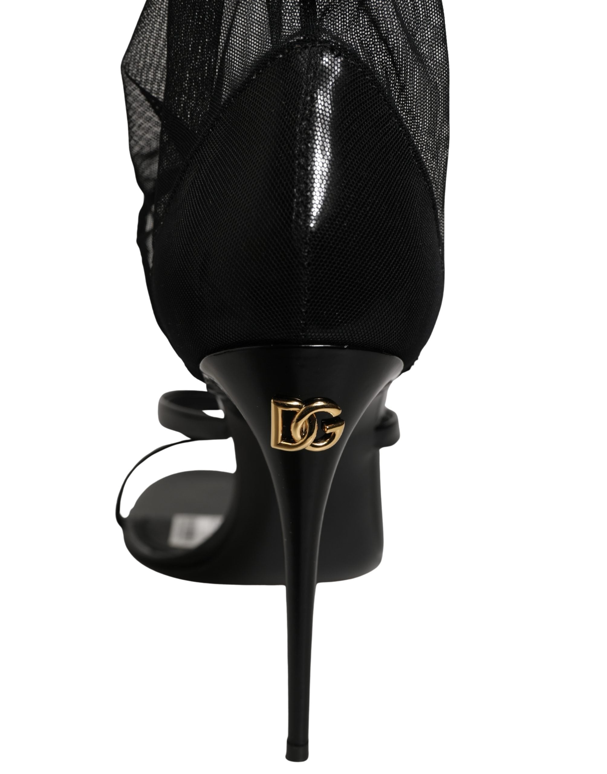 Dolce & Gabbana Stiletto Sandals Socks Knee High Boots Black Dolce & Gabbana