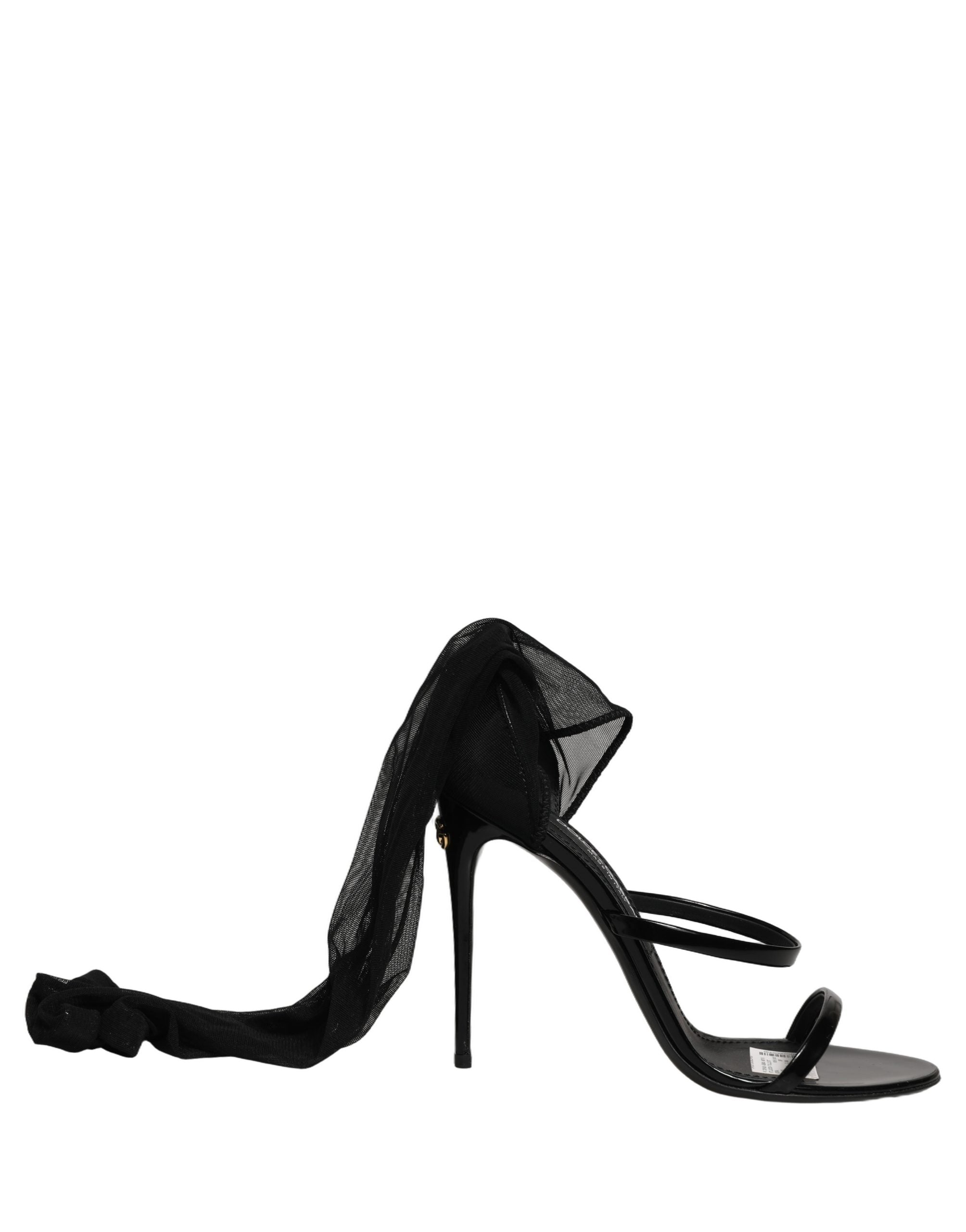 Dolce & Gabbana Stiletto Sandals Socks Knee High Boots Black Dolce & Gabbana