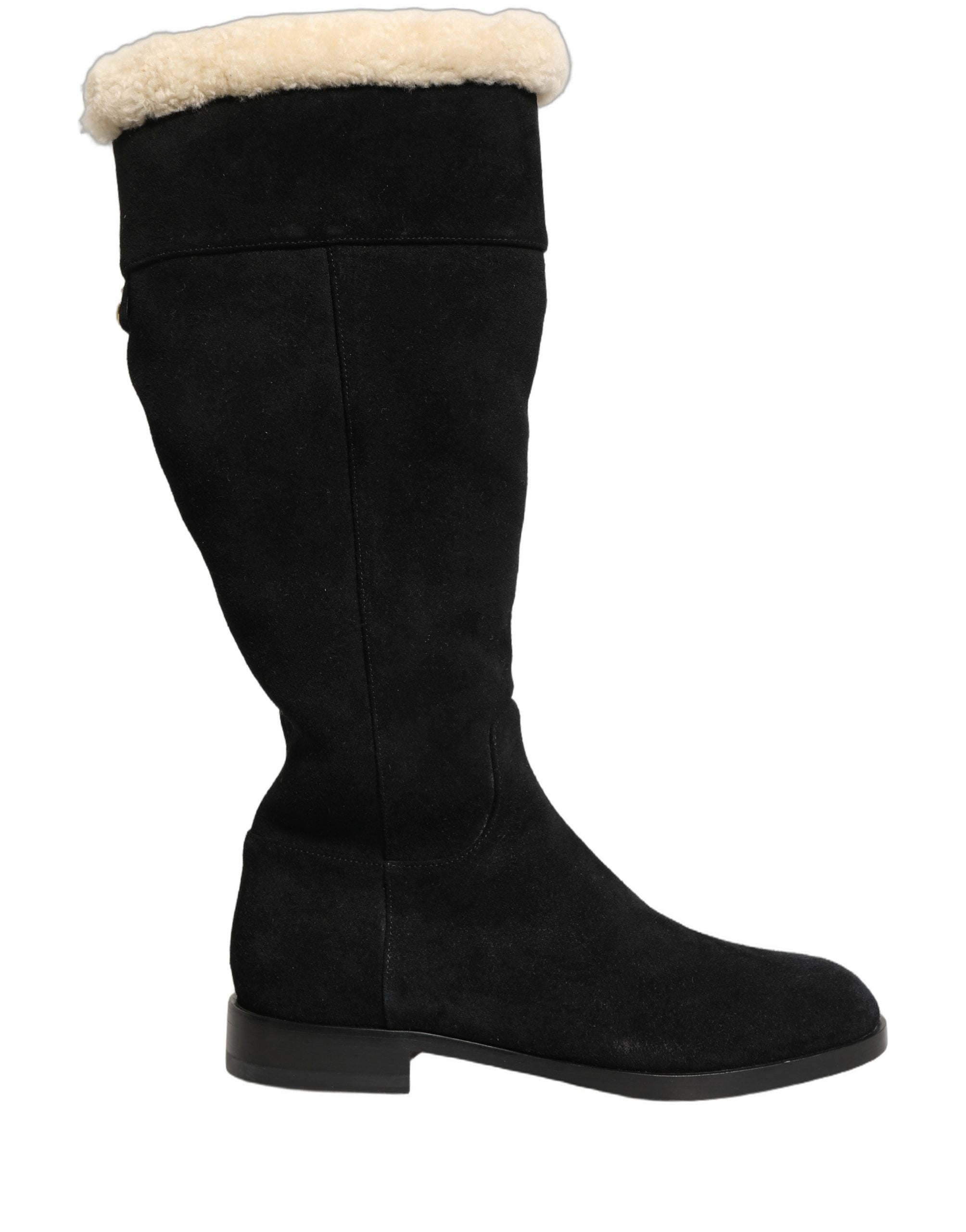 Dolce & Gabbana Suede Leather Knee High Boots Black Dolce & Gabbana