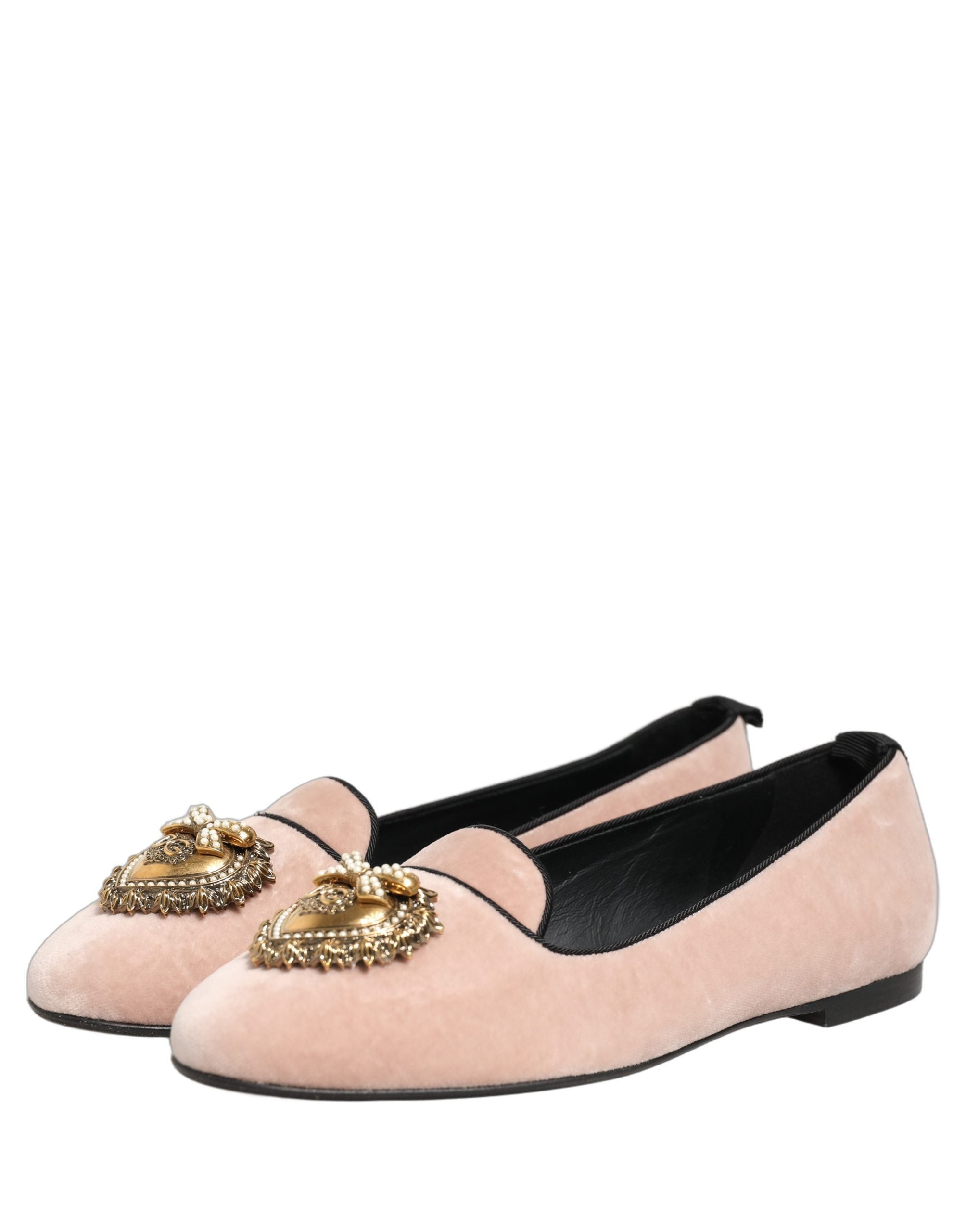 Dolce & Gabbana Pink Velvet Devotion Loafers Flats Shoes Dolce & Gabbana