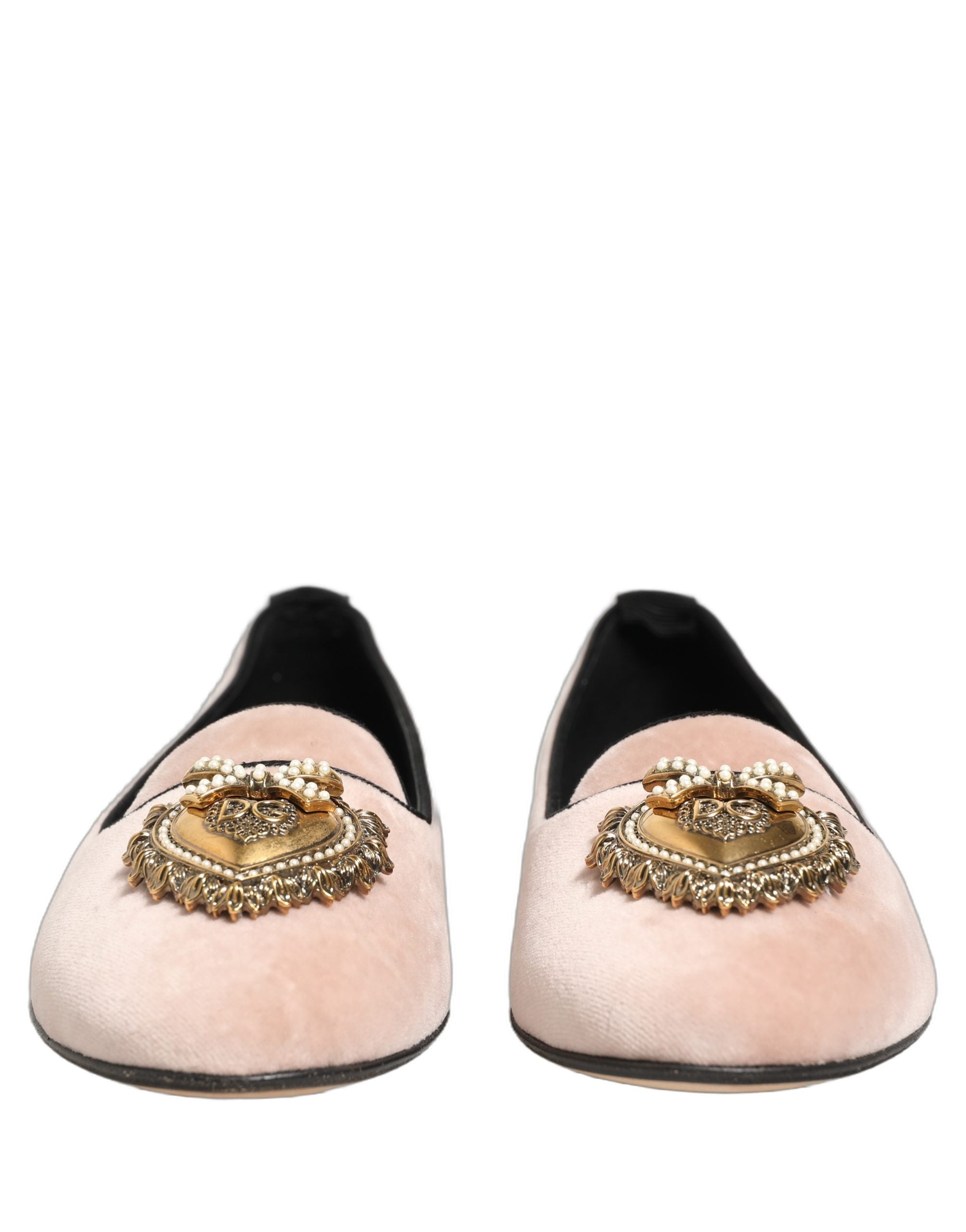 Dolce & Gabbana Pink Velvet Devotion Loafers Flats Shoes Dolce & Gabbana