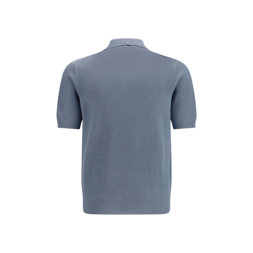 Brunello Cucinelli Blue Cotton Polo Shirt Brunello Cucinelli