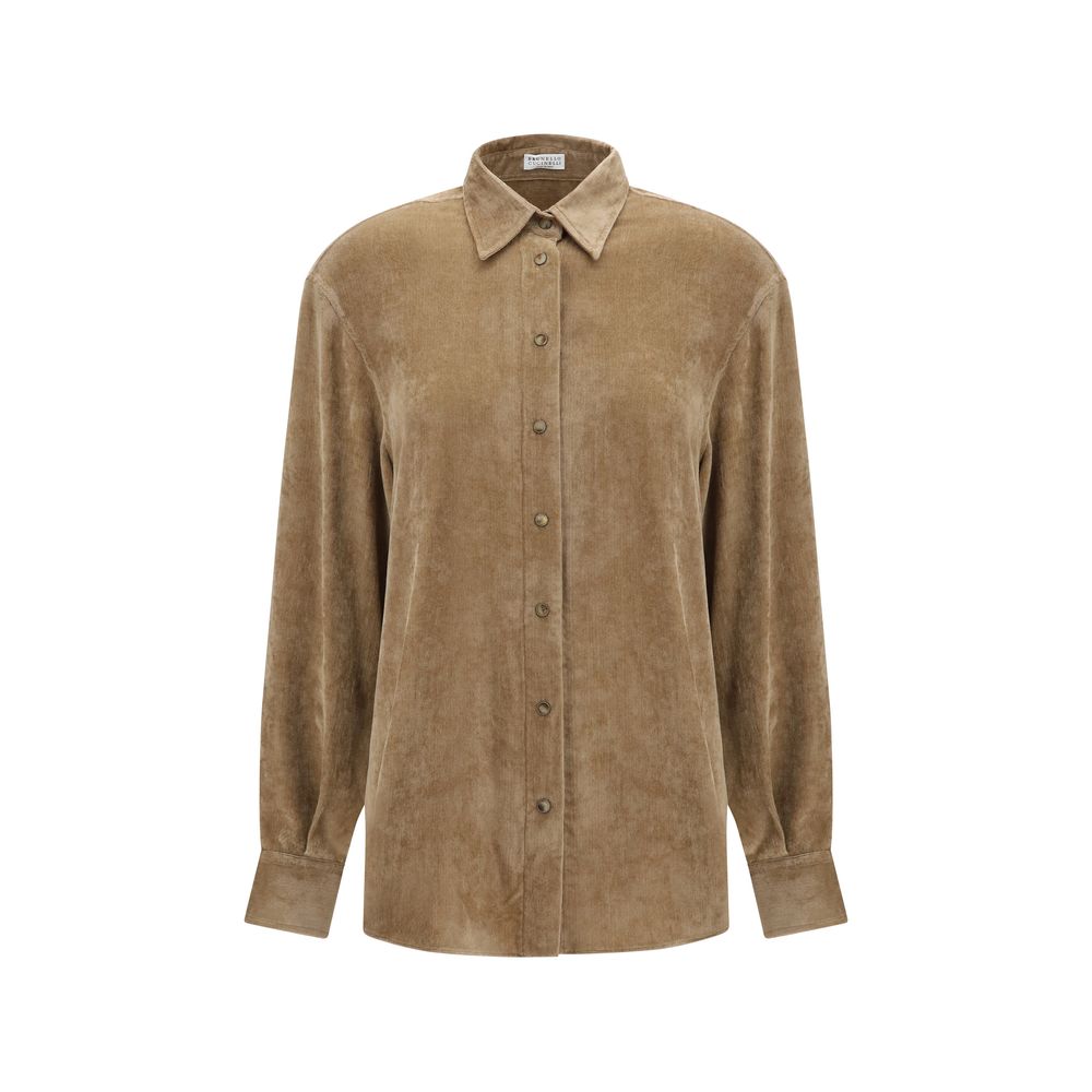 Brunello Cucinelli Beige Viscose Dress Shirt Brunello Cucinelli