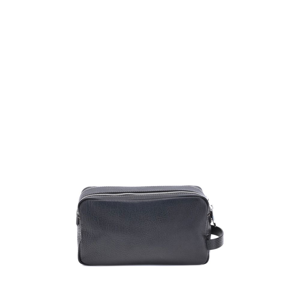 Brunello Cucinelli Black Calf Leather Bos Taurus Airpod Holder Brunello Cucinelli