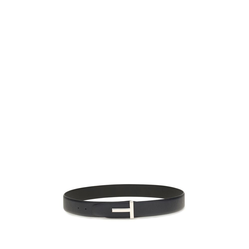 Tom Ford Black Calf Leather Bos Taurus Belt Tom Ford