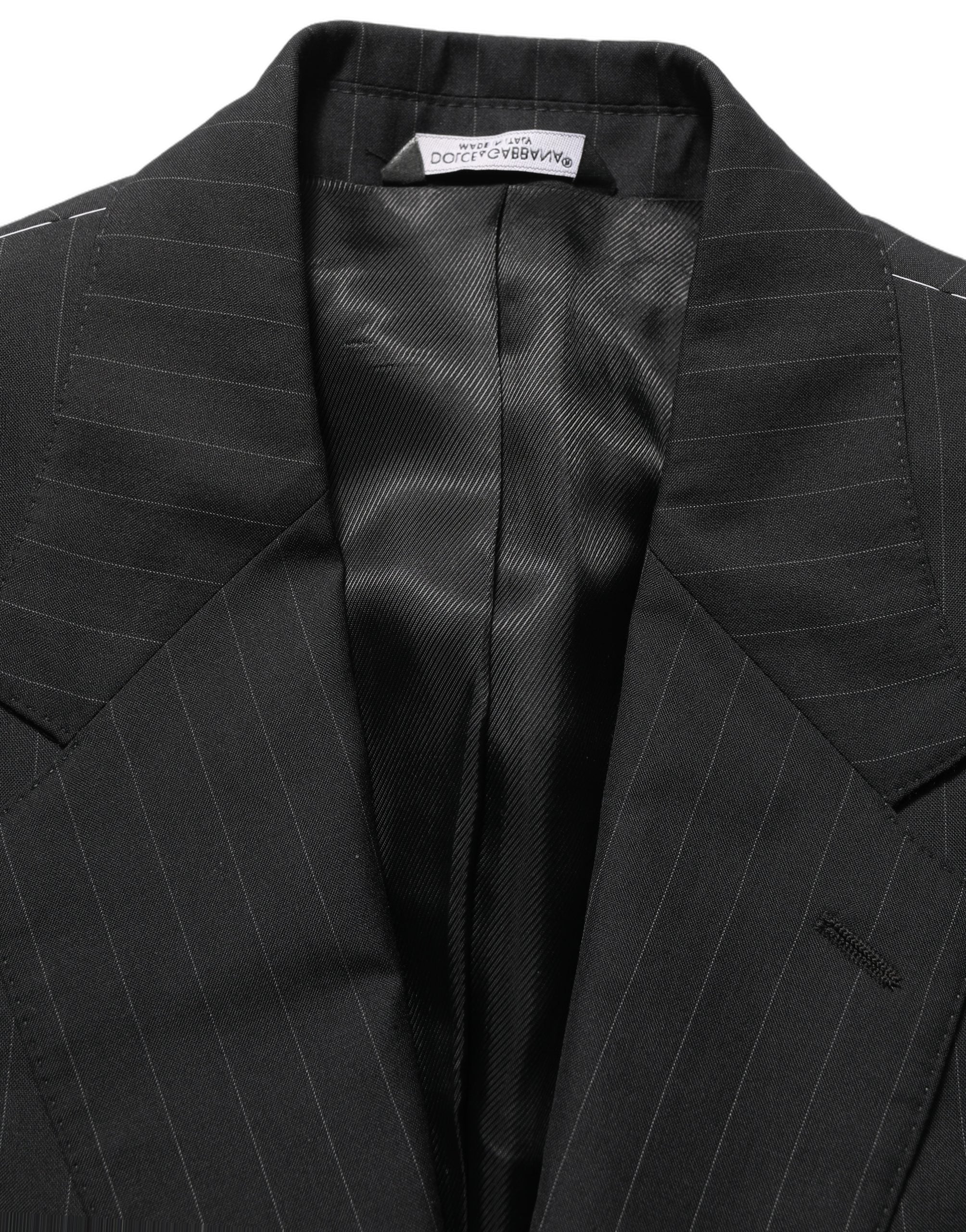 Dolce & Gabbana Black Stripes Wool Single Breasted Blazer Dolce & Gabbana