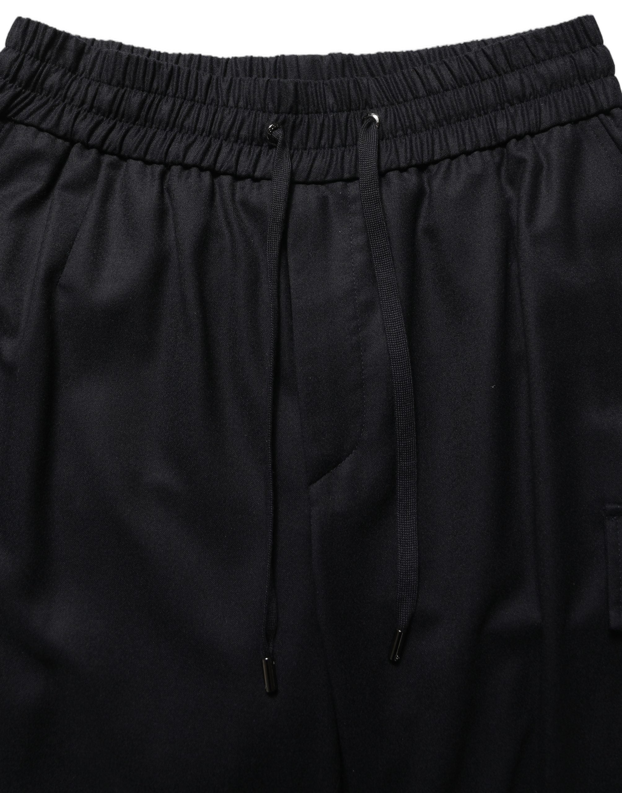 Dolce & Gabbana Black Mid Waist Cargo Jogger Sweatpants Pants Dolce & Gabbana