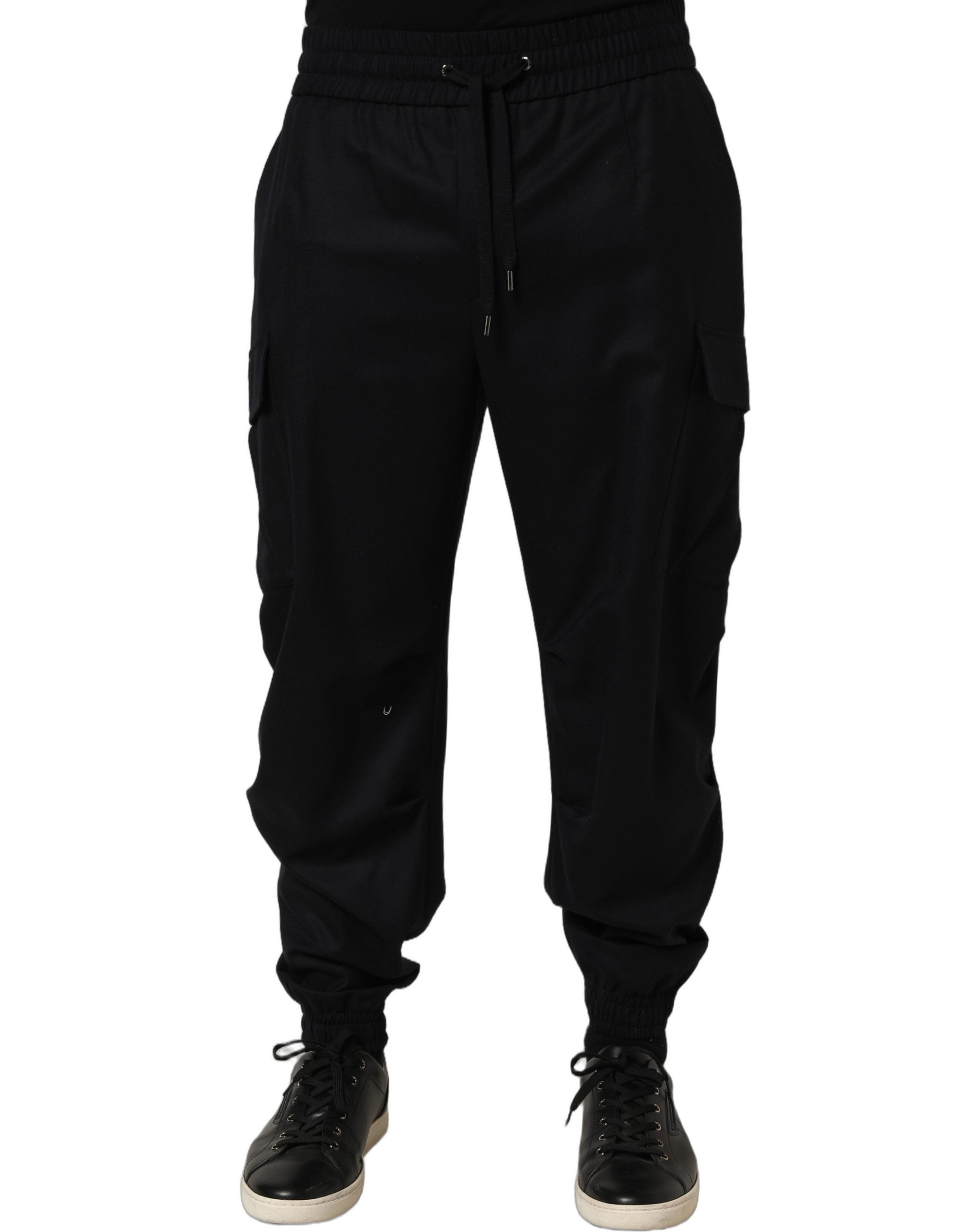 Dolce & Gabbana Black Mid Waist Cargo Jogger Sweatpants Pants Dolce & Gabbana