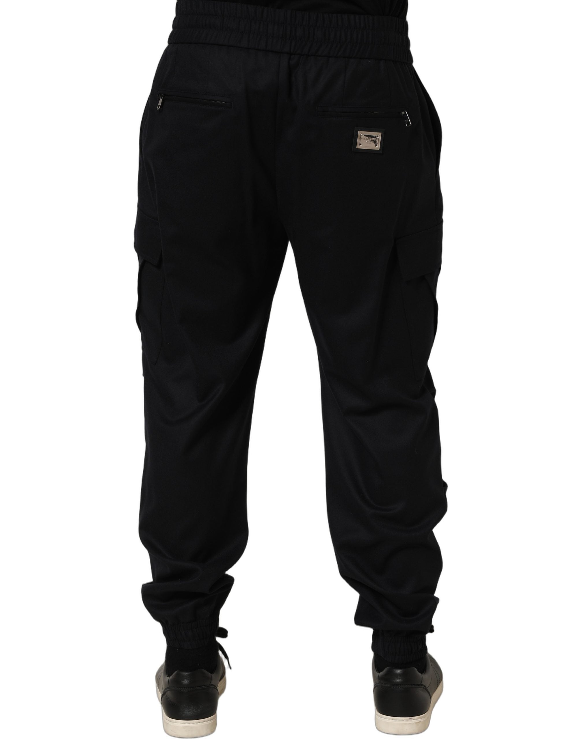 Dolce & Gabbana Black Mid Waist Cargo Jogger Sweatpants Pants Dolce & Gabbana