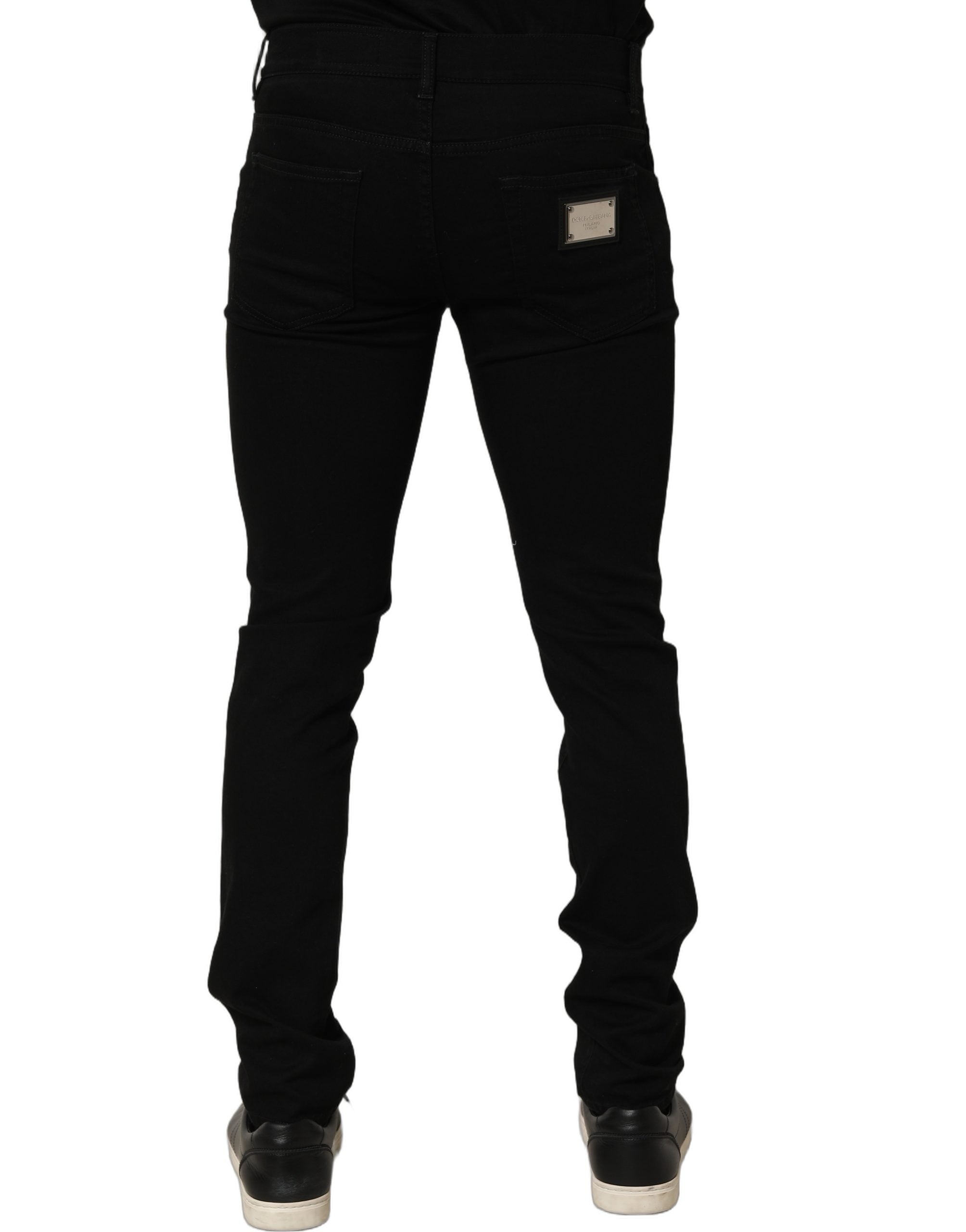 Dolce & Gabbana Black Embellished Cotton Skinny Denim Jeans Dolce & Gabbana