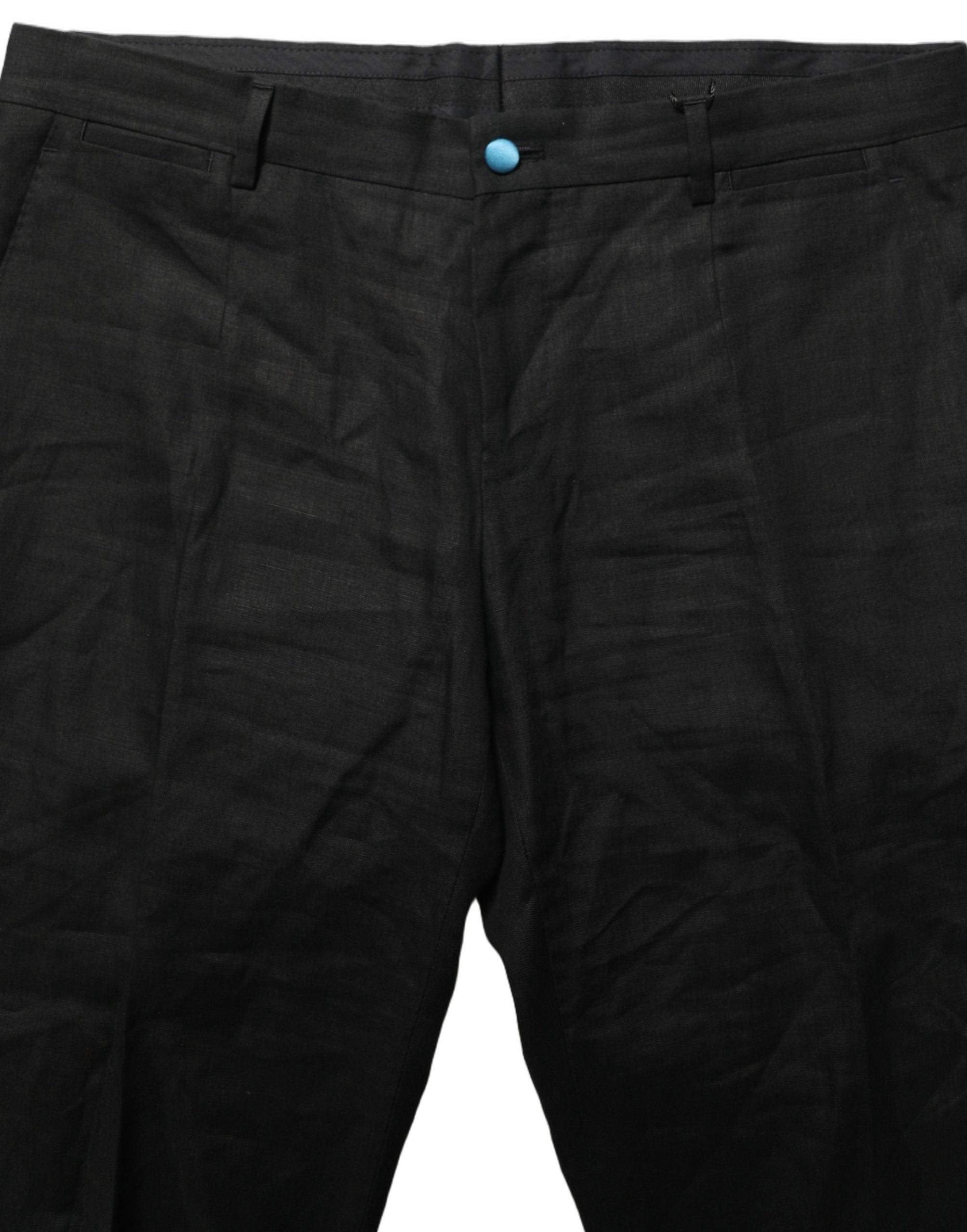 Dolce & Gabbana Black Linen Skinny Leg Dress Trouser Pants Dolce & Gabbana
