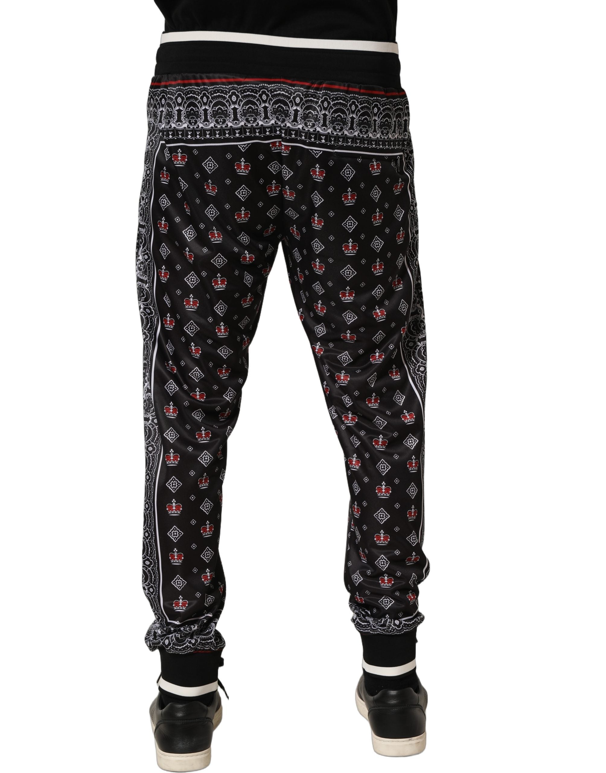 Dolce & Gabbana Black Bandana Crown Jogger Men Trouser Pants Dolce & Gabbana
