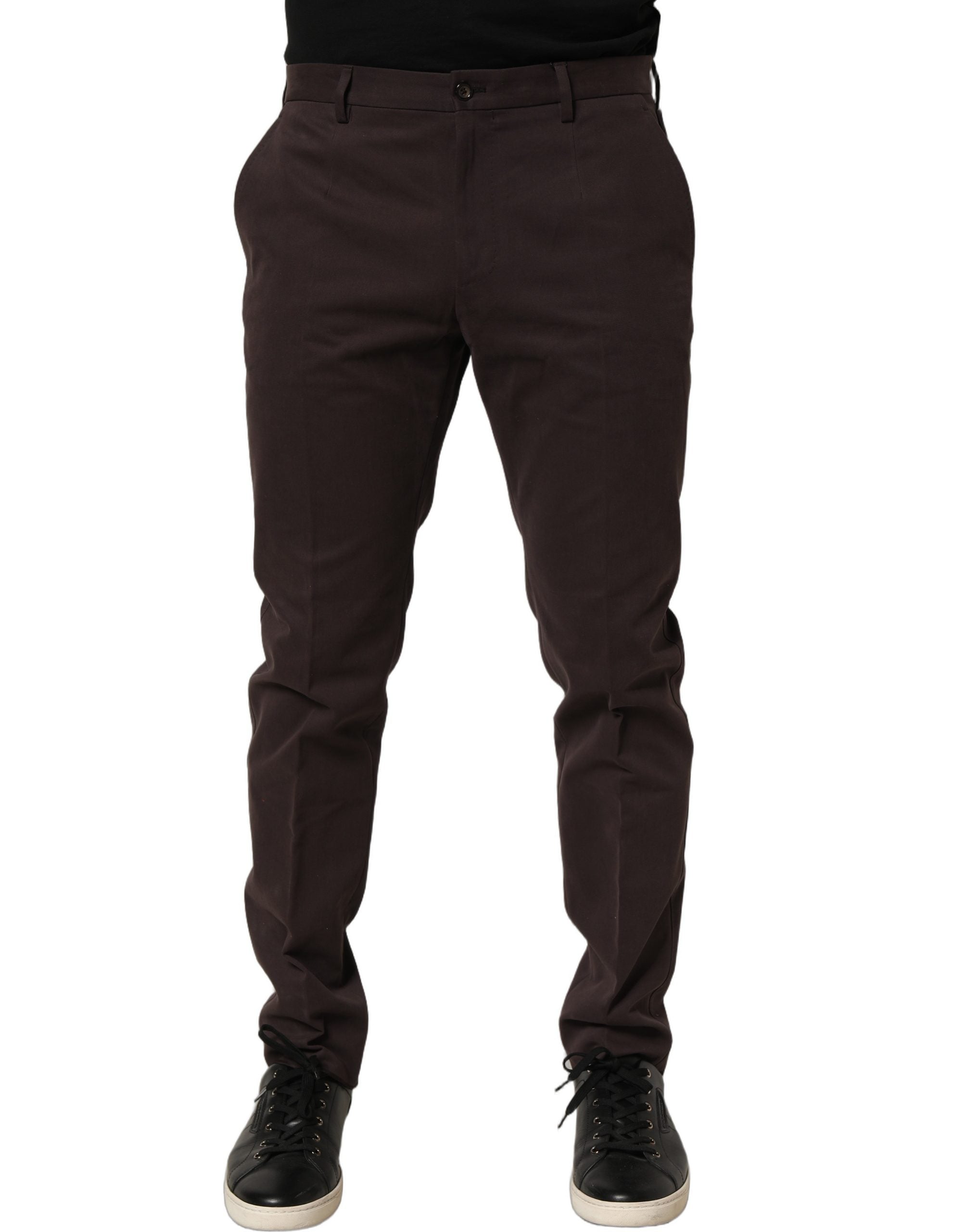 Dolce & Gabbana Brown Cotton Skinny Leg Dress Trouser Pants Dolce & Gabbana