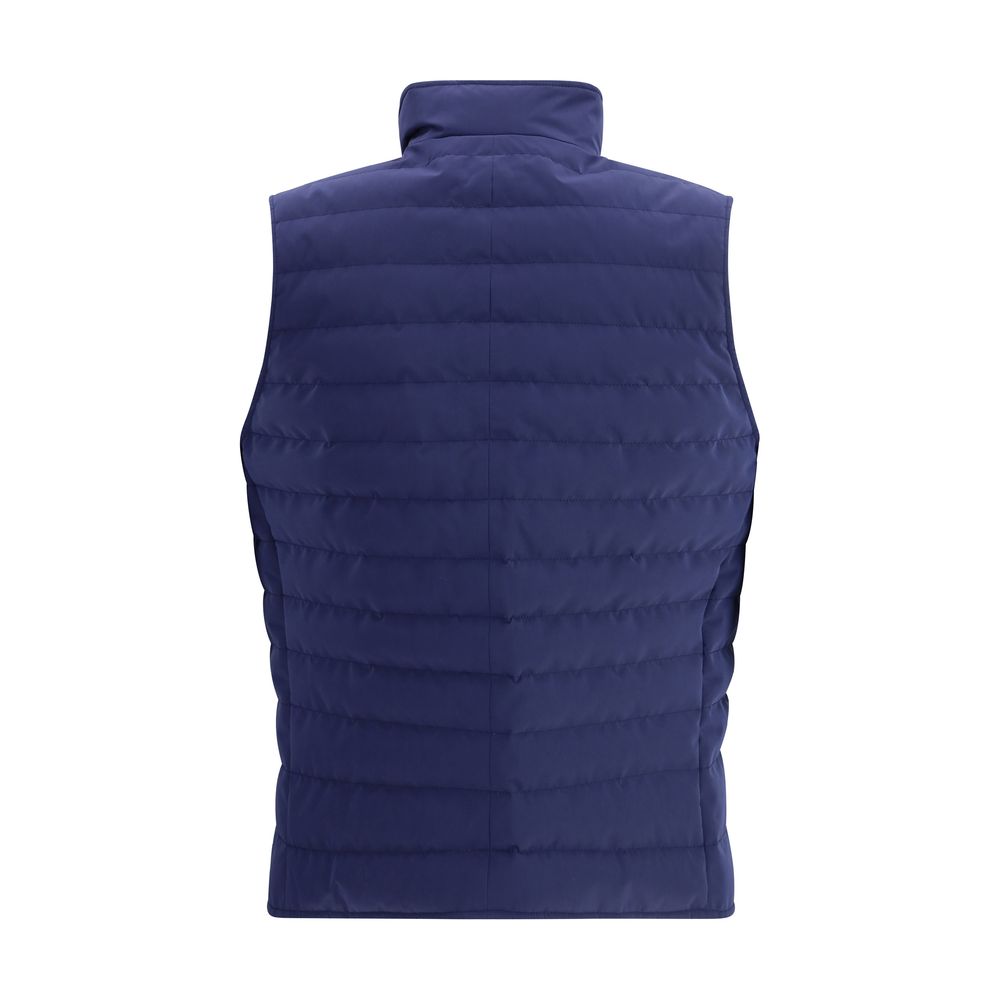 Brunello Cucinelli Blue Polyester Sleeveless Jacket Brunello Cucinelli