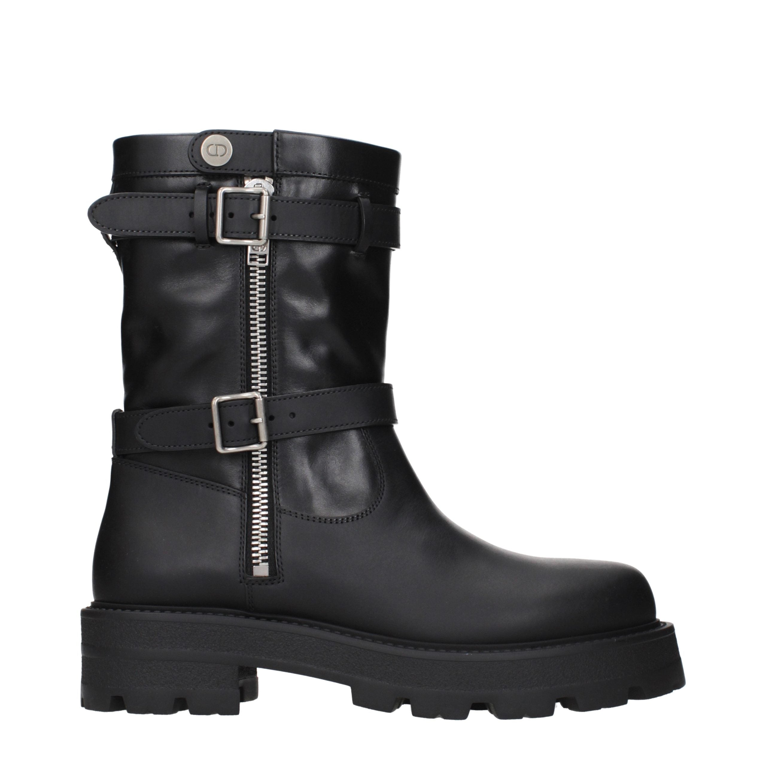 Christian Dior Black Leather Ankle Boots Christian Dior