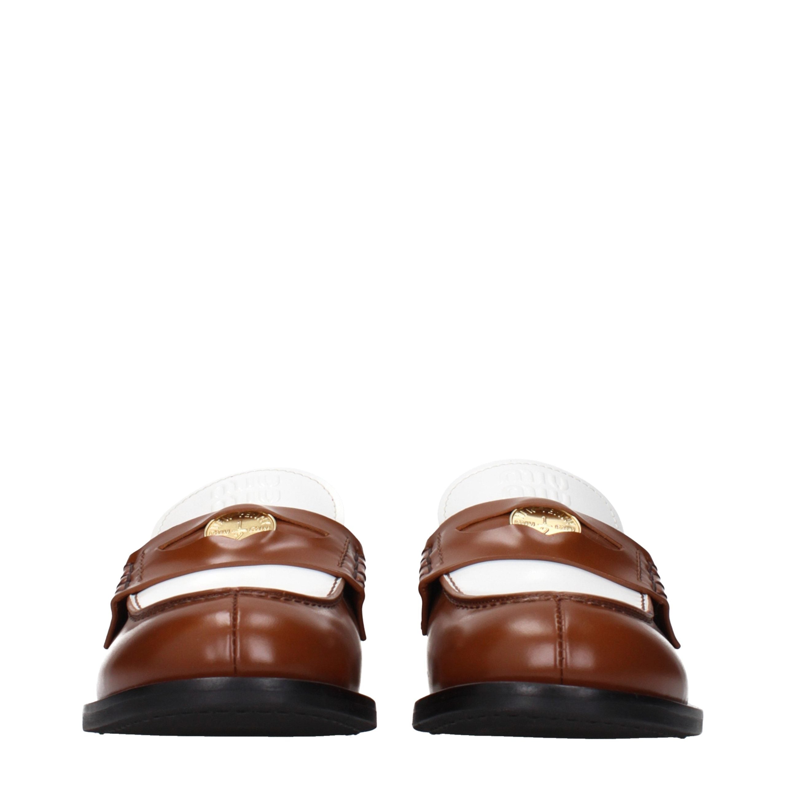 Miu Miu Brown Leather Slip-On Loafers Miu Miu