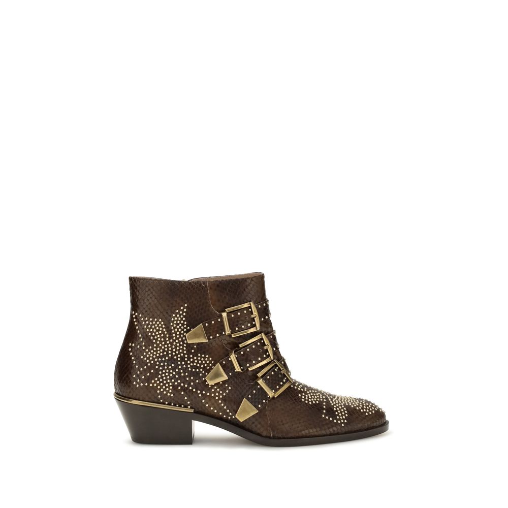 Chloé Brown Calf Leather Bos Taurus Ankle Boots Chloé