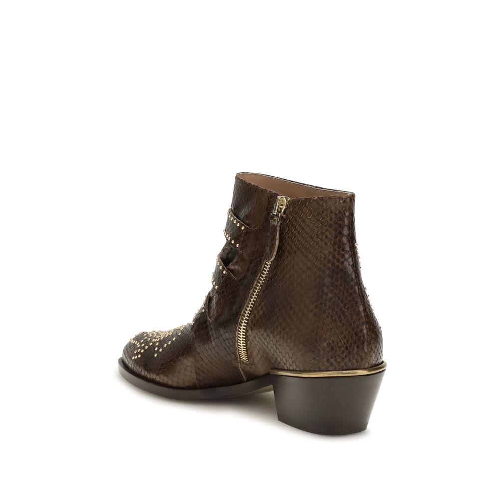 Chloé Brown Calf Leather Bos Taurus Ankle Boots Chloé