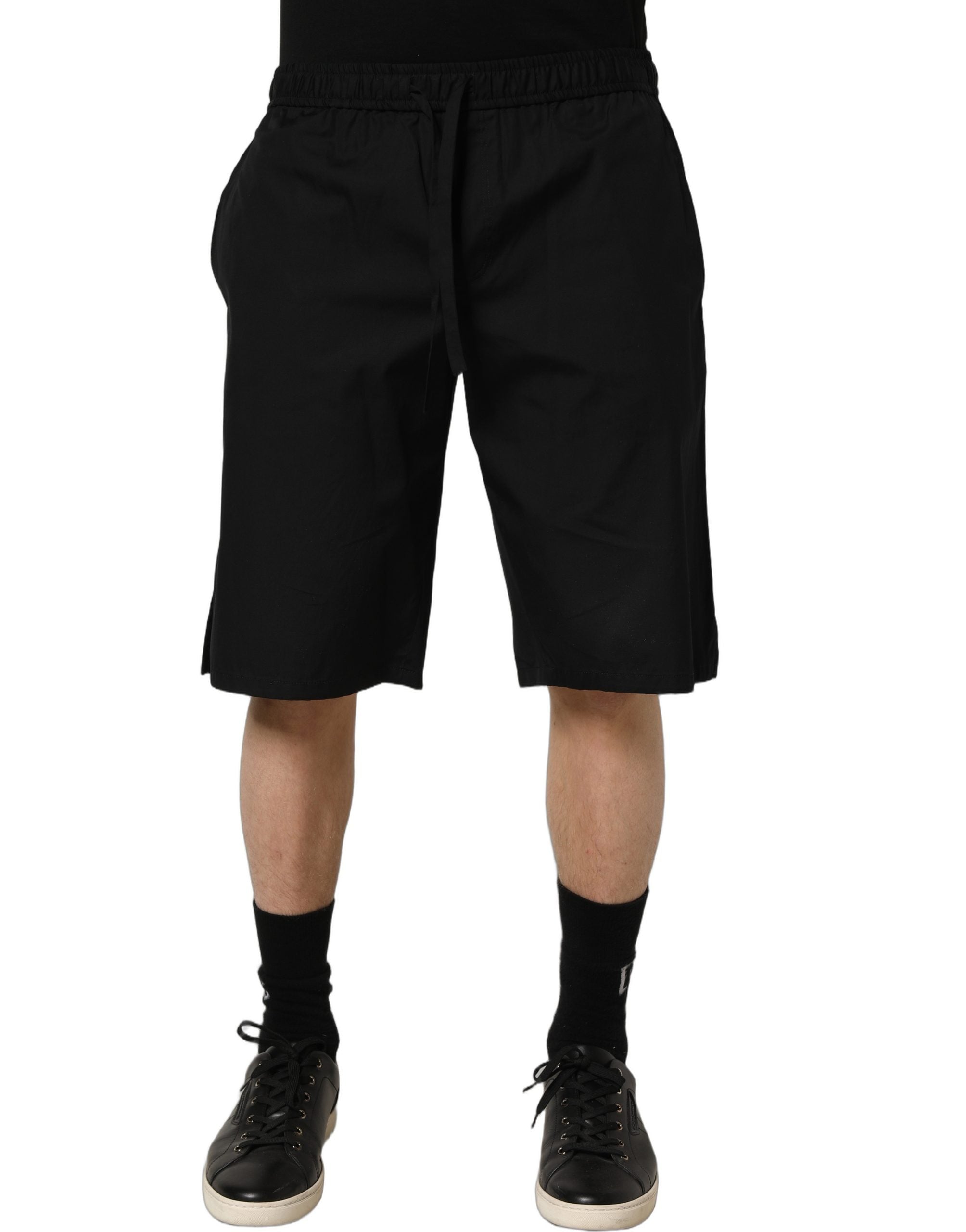 Dolce & Gabbana Black Cotton Sweatshorts Men Bermuda Shorts Dolce & Gabbana
