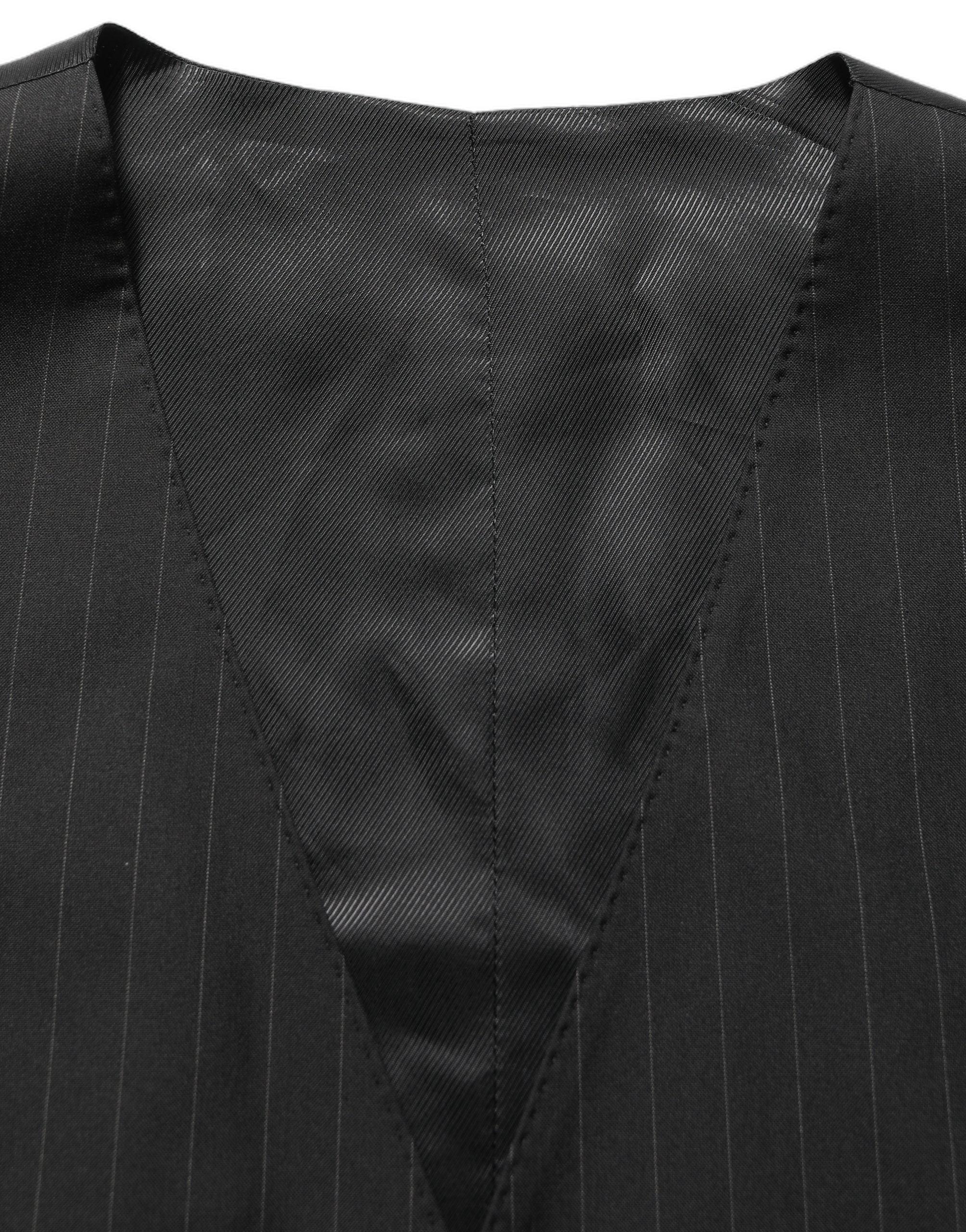 Dolce & Gabbana Black Stripes Slim Fit Formal 3 Piece Suit Dolce & Gabbana