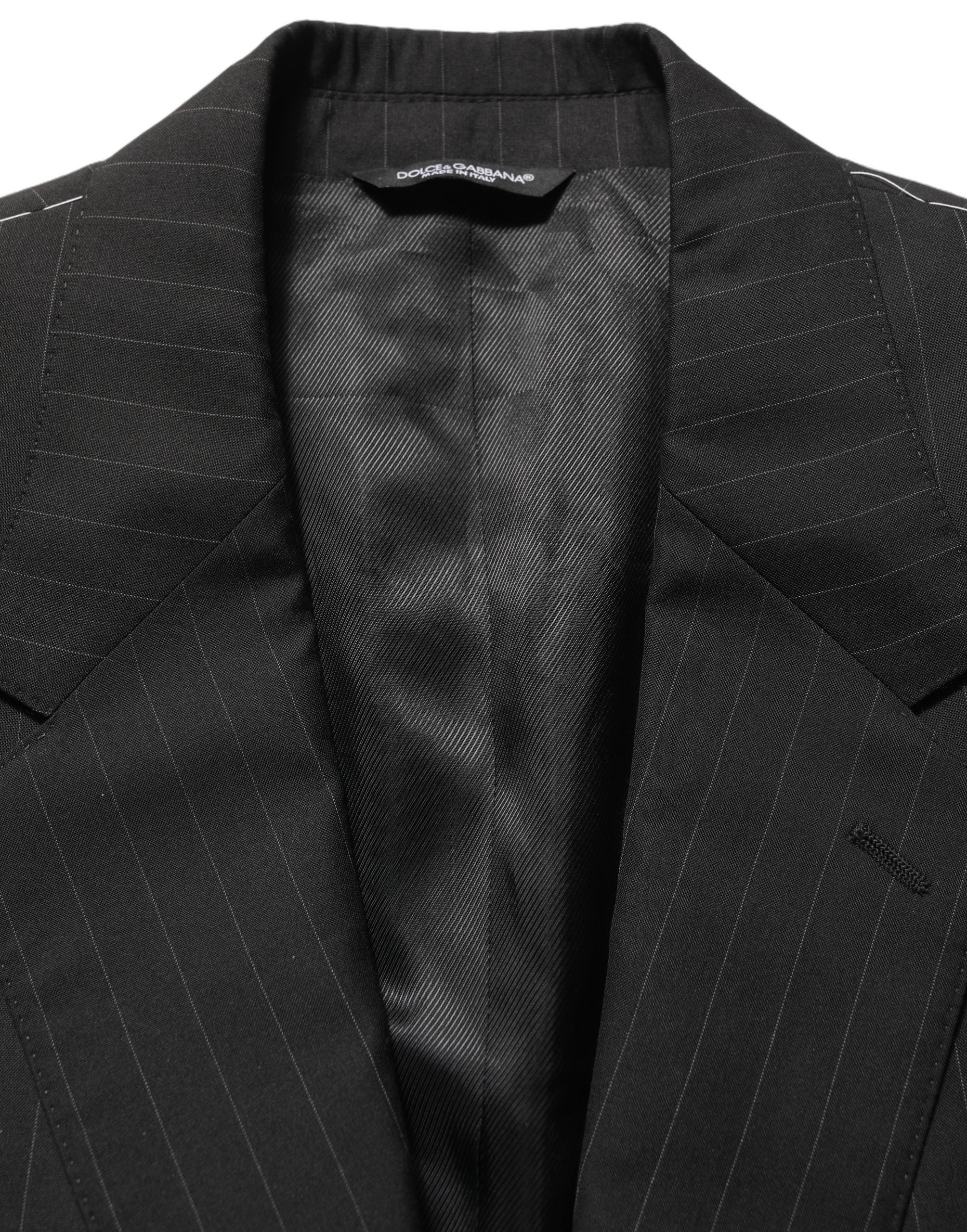 Dolce & Gabbana Black Stripes Slim Fit Formal 3 Piece Suit Dolce & Gabbana