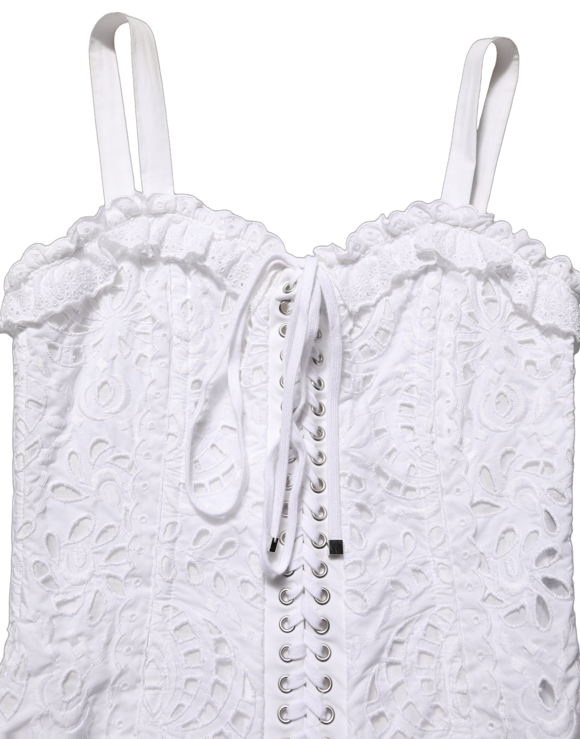 Dolce & Gabbana White Broderie Anglaise Cotton Mini Dress Dolce & Gabbana